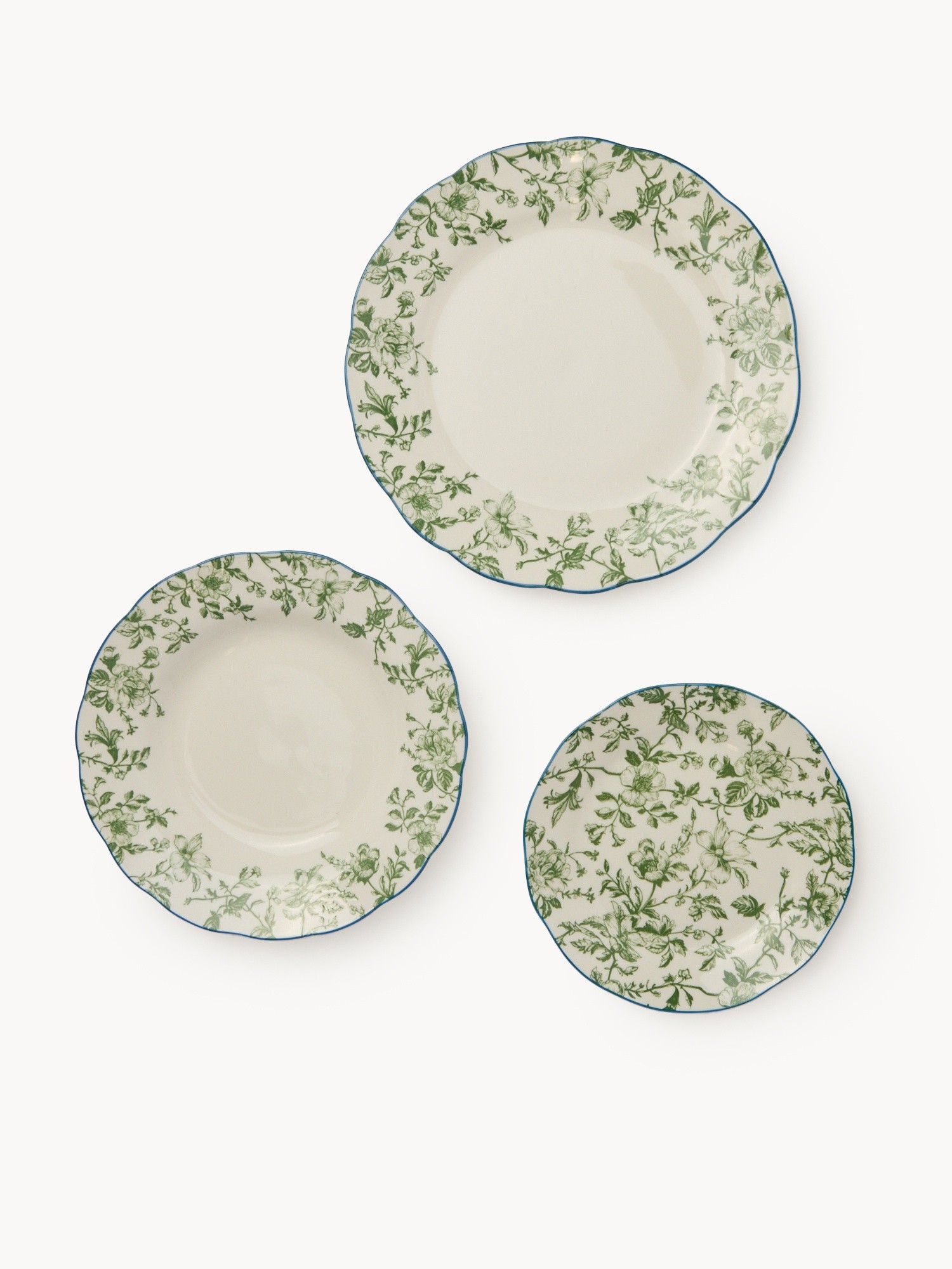 Set 18 piatti new bone china decoro floreale, Bianco 1, large image number 1