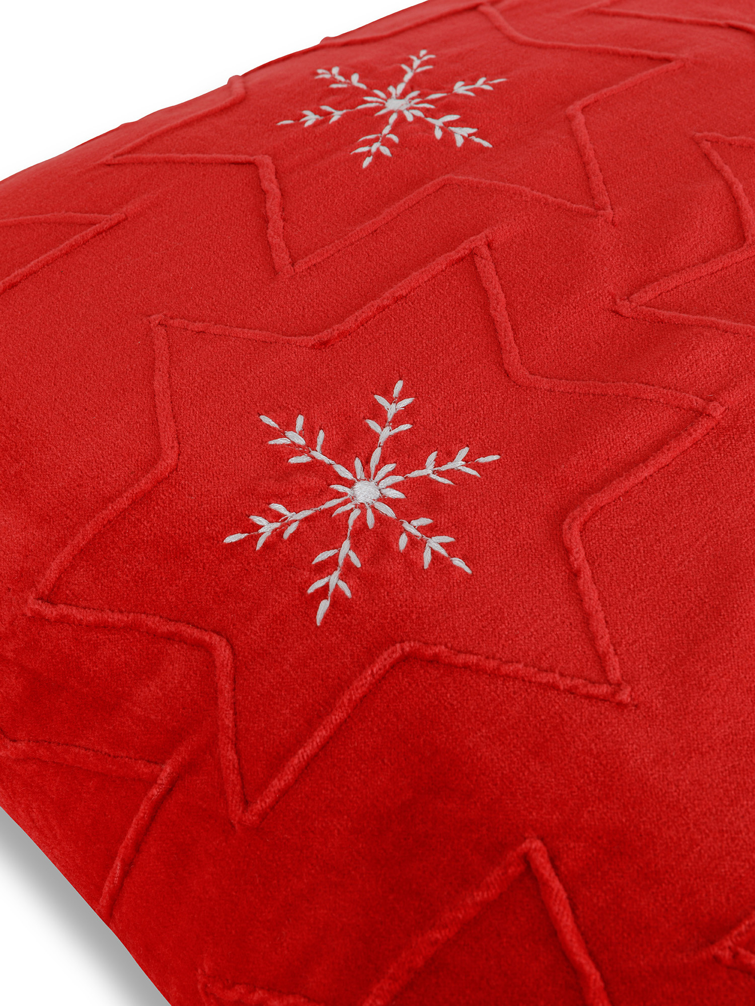Velvet cushion with embossed stars 45x45 cm, Red, large image number 2