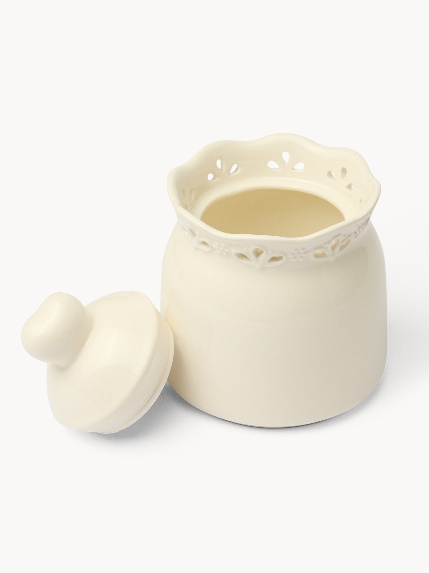 Barattolo in ceramica traforata - Prezzo di lancio, Bianco, large image number 1