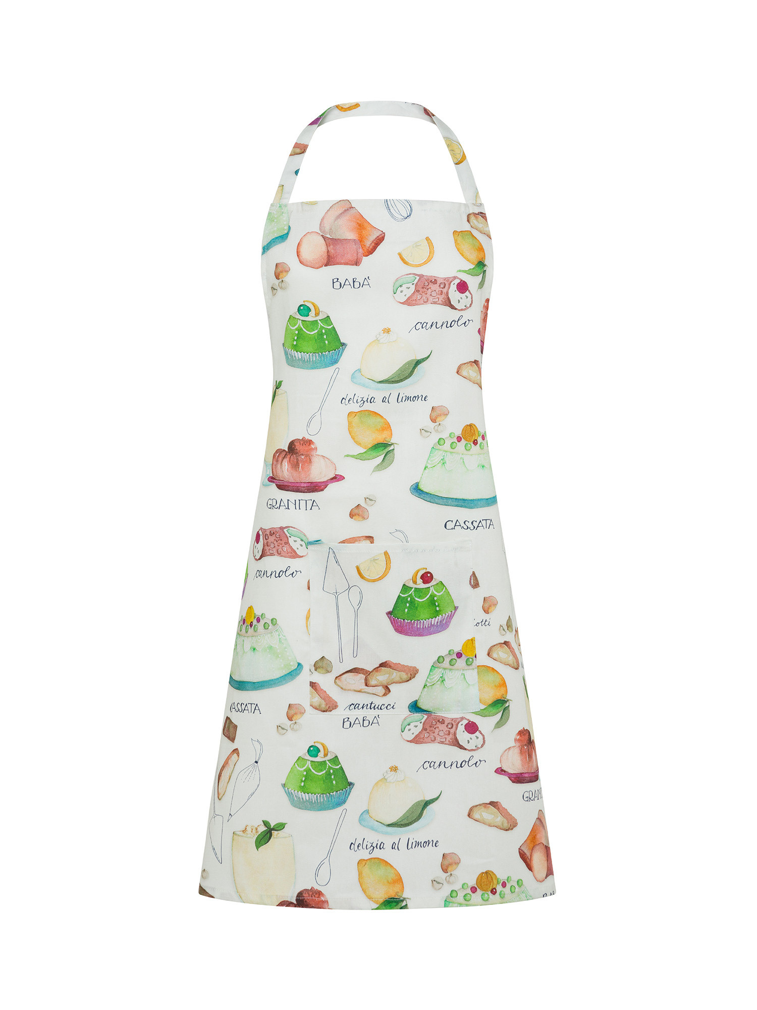 Dessert print cotton panama kitchen apron, Multicolor, large image number 0