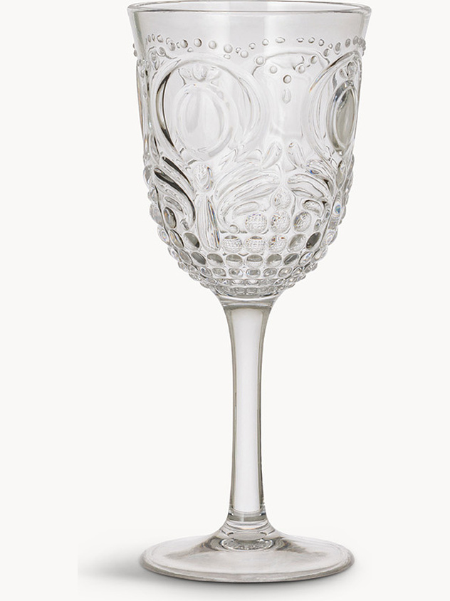 Decorated transparent plastic goblet