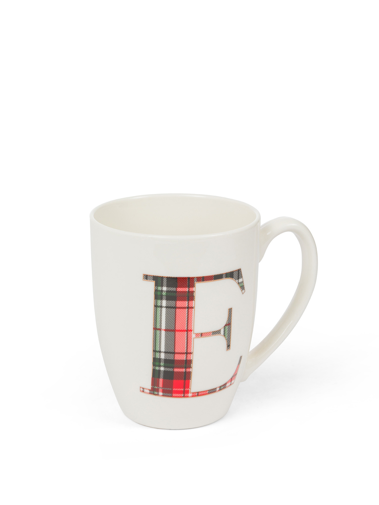 Tartan letter porcelain mug, White, large image number 1