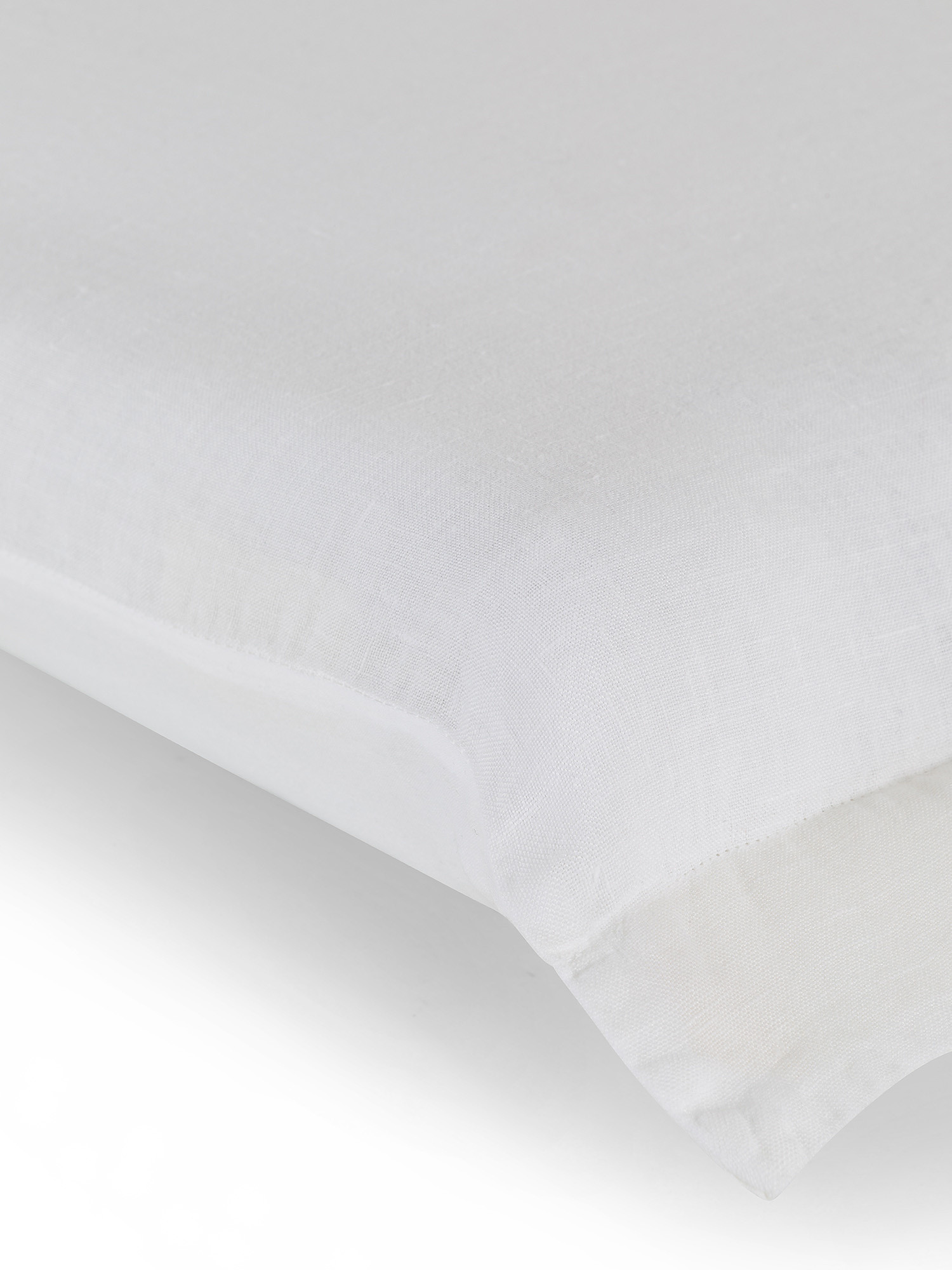 Zefiro plain color linen and cotton pillowcase, White, large image number 1