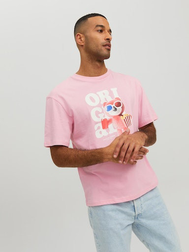 Jack & Jones - Relaxed fit T-shirt with print, Pink, large image number 5