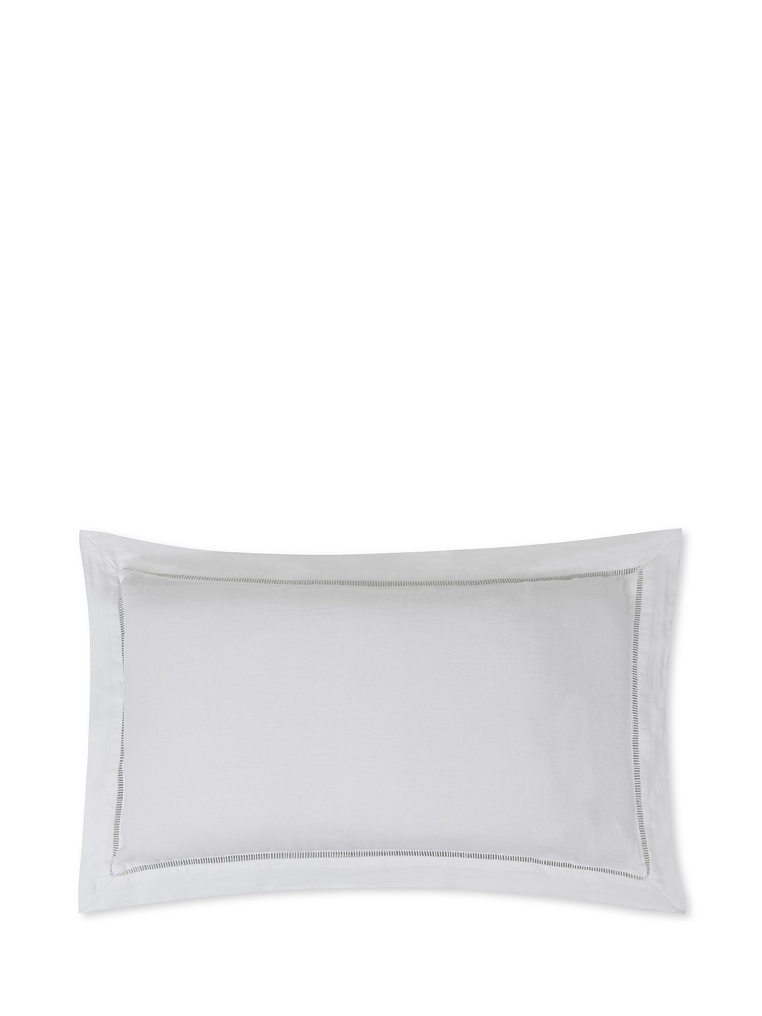 Portofino pillowcase in pure linen with a-jour hem, White, large image number 0