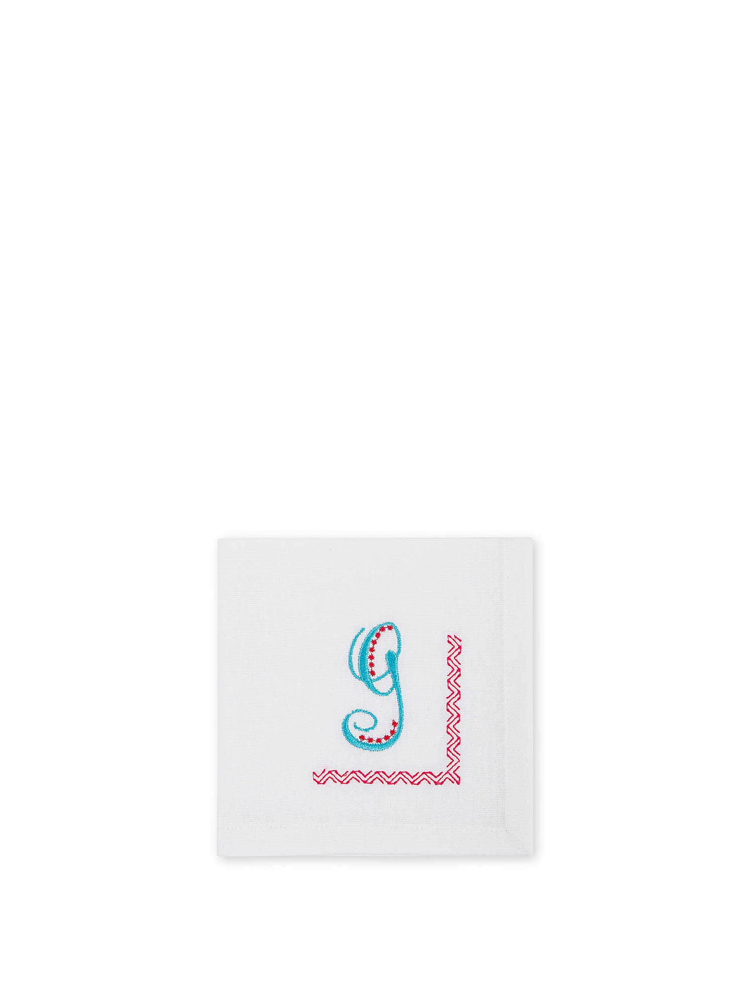 Pure cotton napkin with letter G embroidery, White, large image number 0