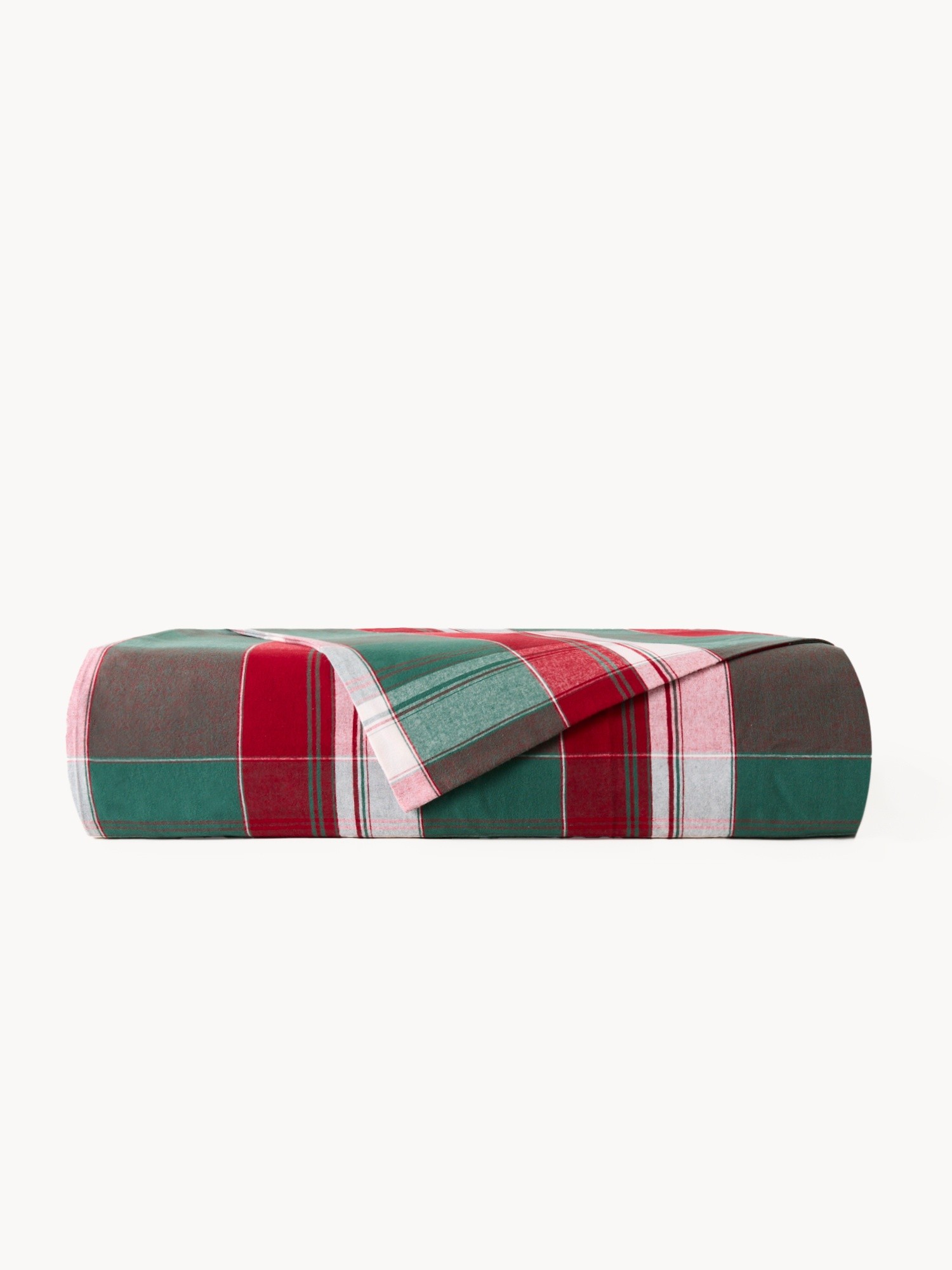 Yarn-dyed cotton duvet cover,tartan pattern, Bianco/Verde/Rosso, large image number 0
