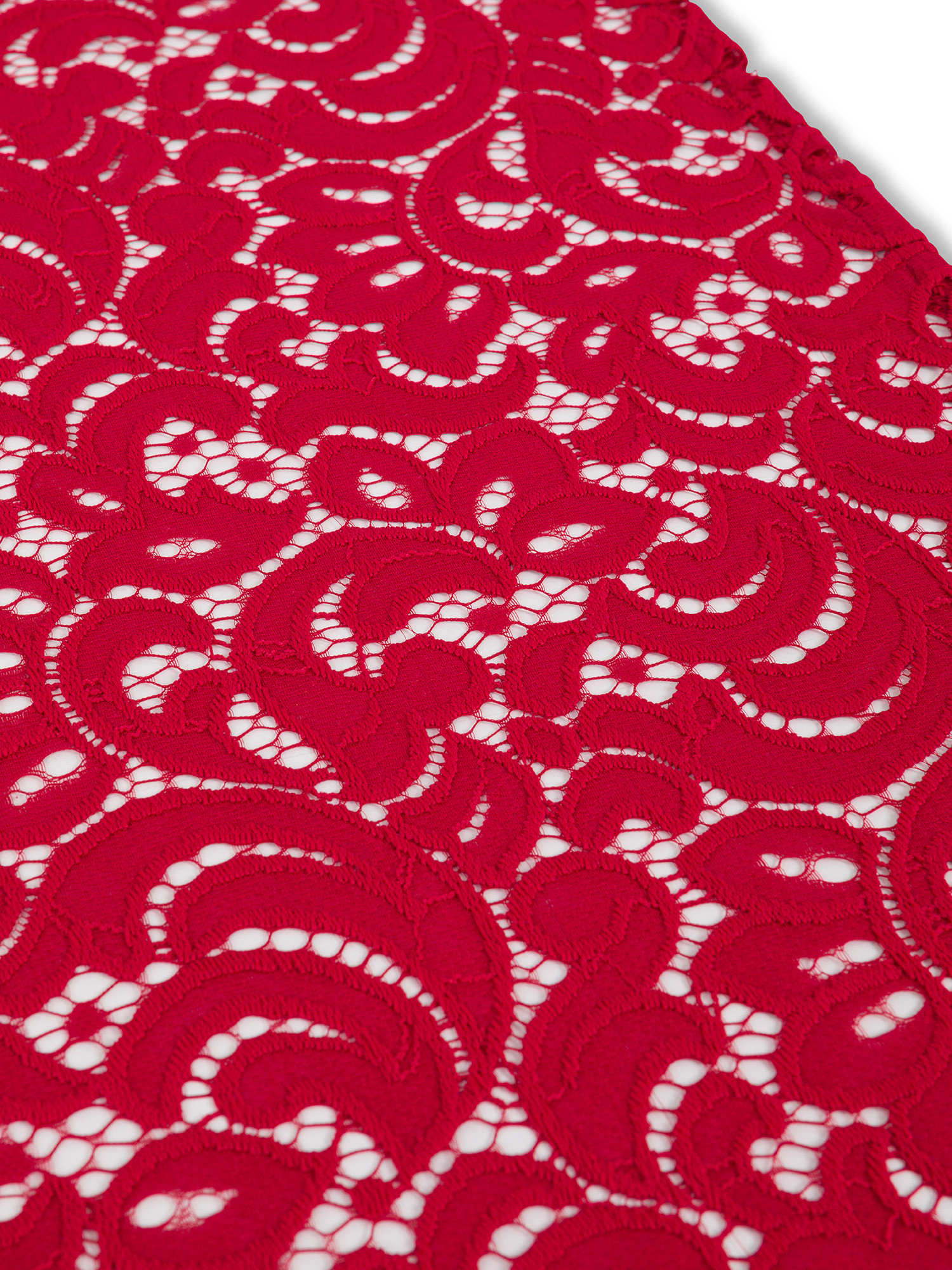 Solid color cotton lace runner, Red, large image number 1
