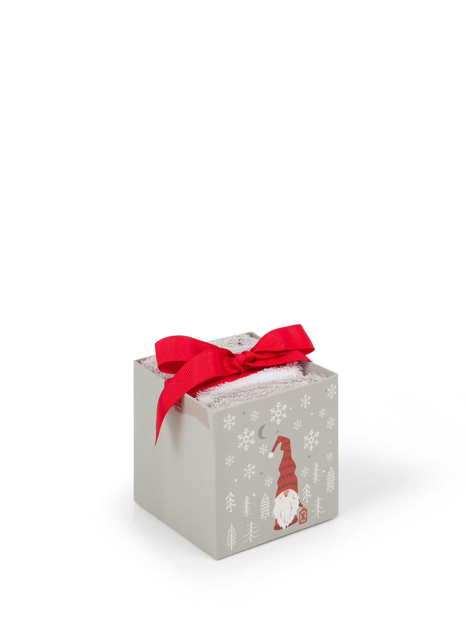 Gift box 3 lavette cotone ricamate, Grigio, large image number 0