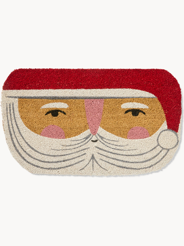 Shaped coconut doormat with Santa Claus print