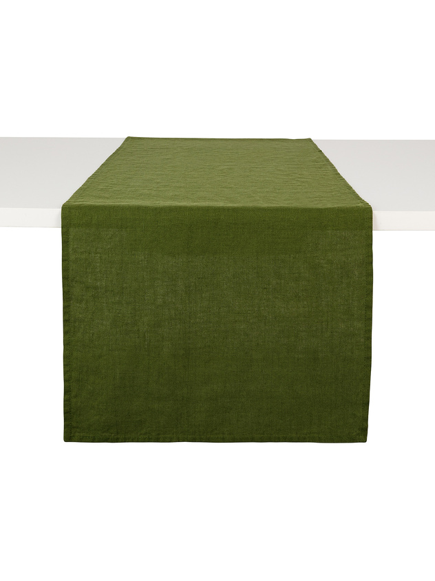 Plain washed pure linen runner