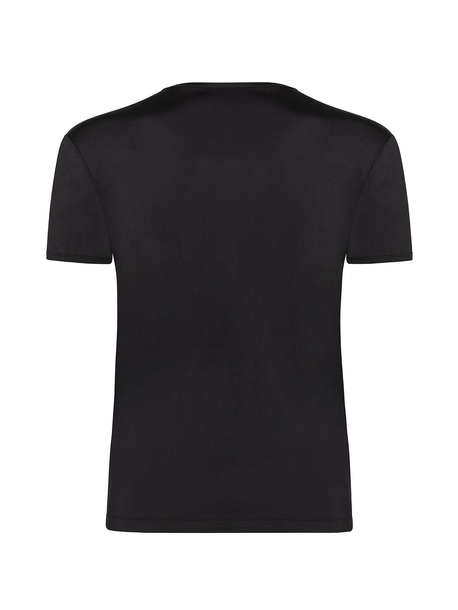 T-shirt girocollo microfibra tinta unita, Nero, large image number 1