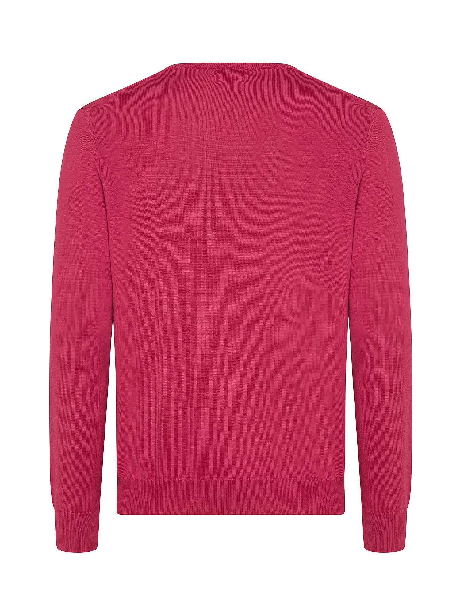 Luca D'Altieri - V-neck pullover in extrafine pure cotton, Pink Fuchsia, large image number 1