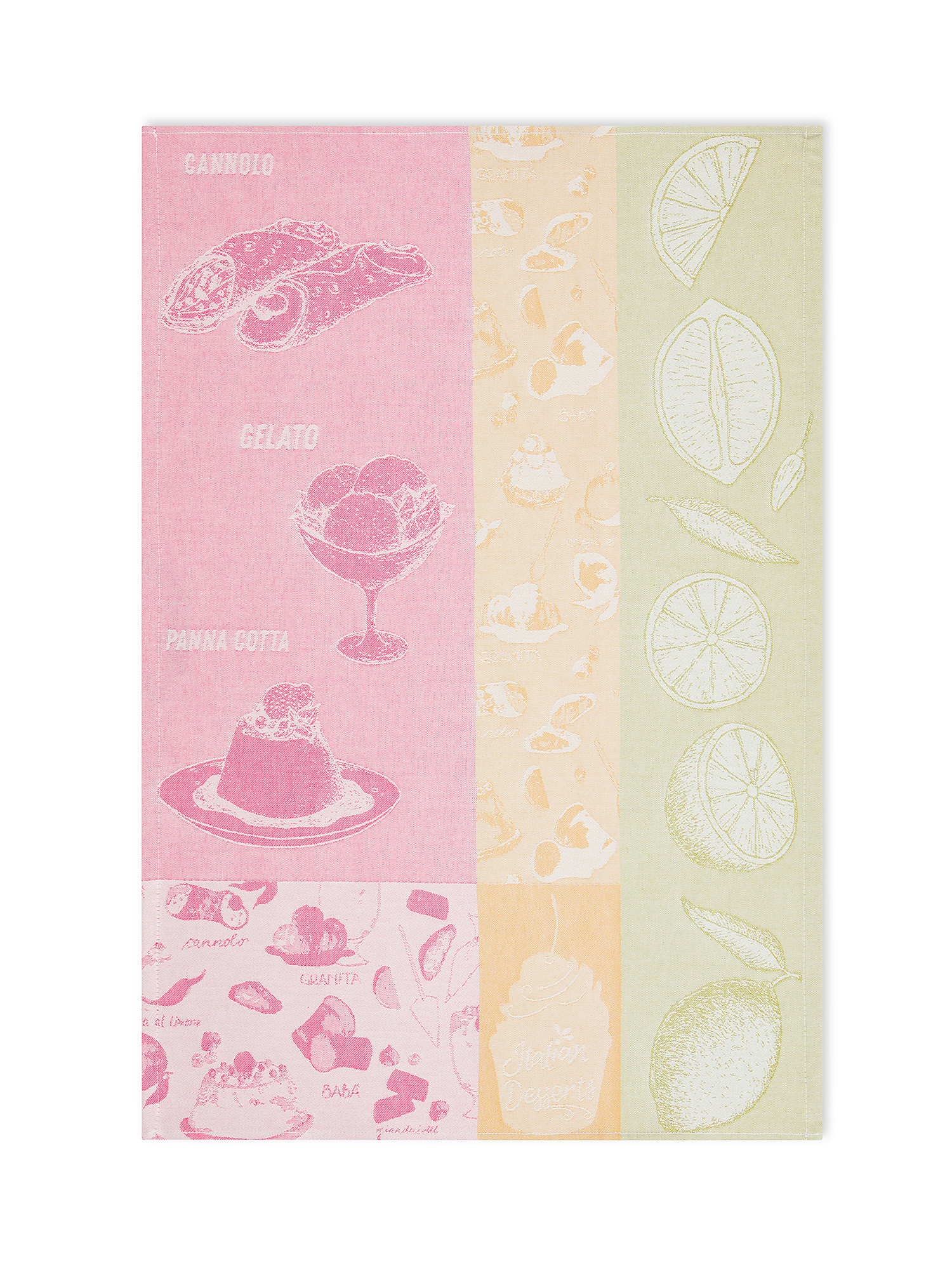 Set of 2 pure cotton tea towels with dessert print, Multicolor, large image number 1