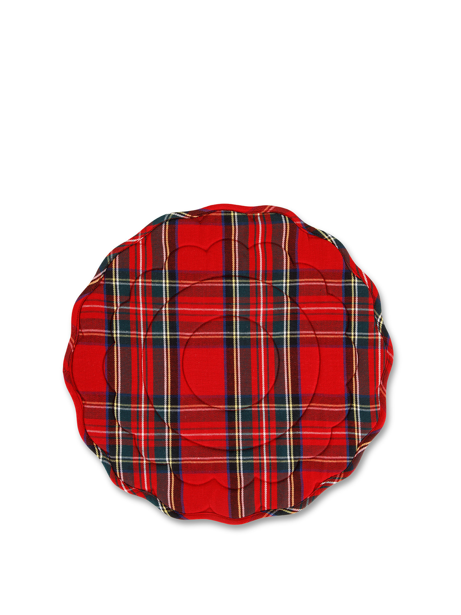 Tovaglietta Imbottita Tartan in Twill di Puro Cotone, Rosso, large image number 0