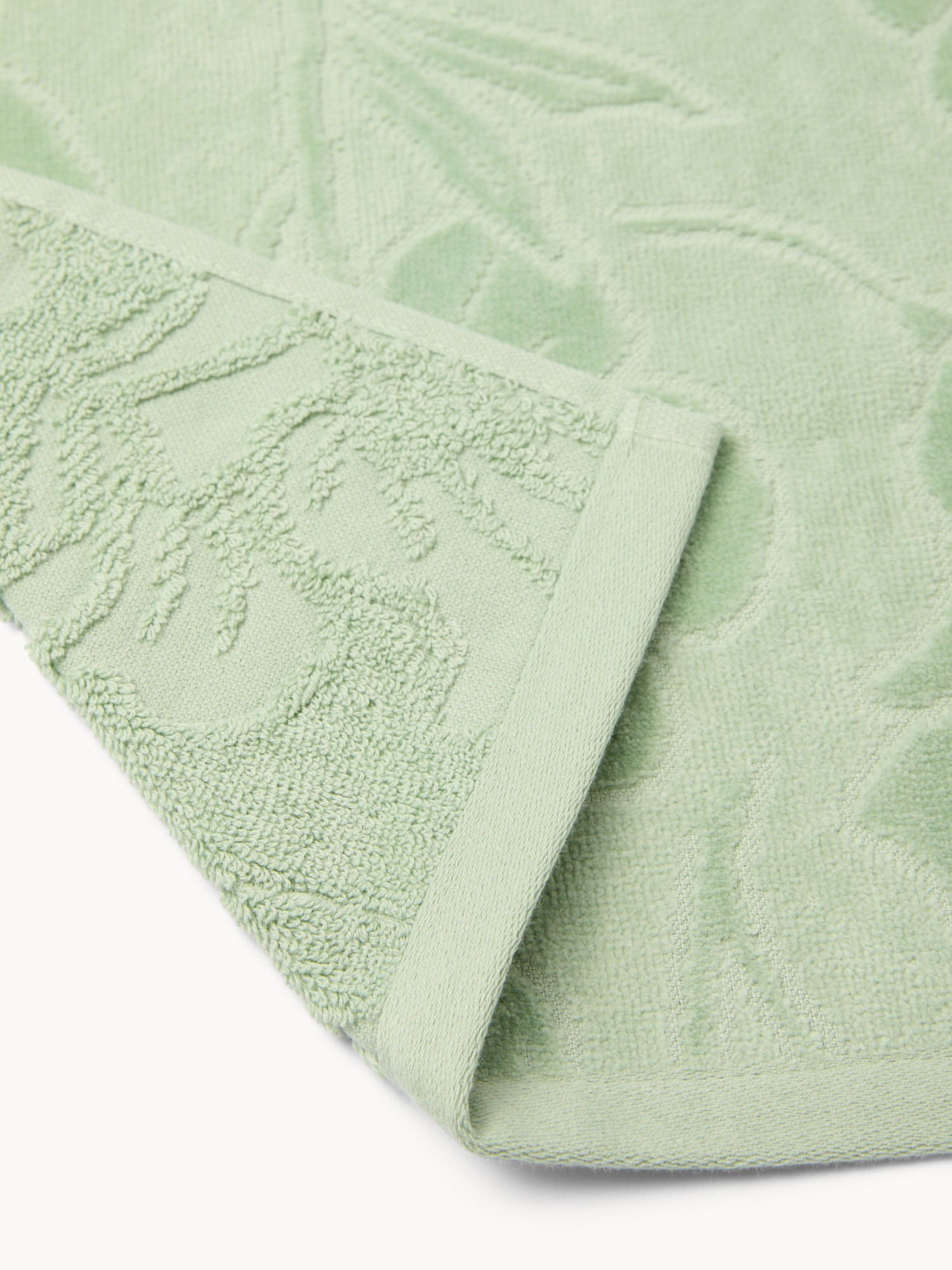 Asciugamano con fantasia floreale in puro cotone velour - Prezzo di lancio, Verde chiaro, large image number 2