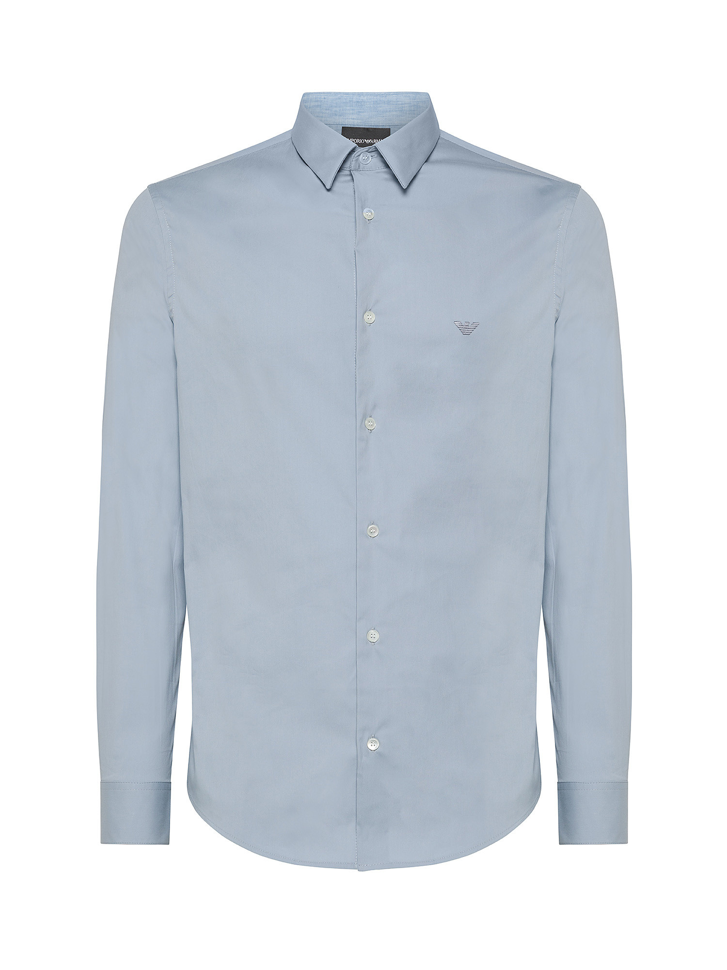 Emporio Armani - Shirt with embroidered logo, Light Blue, large image number 1