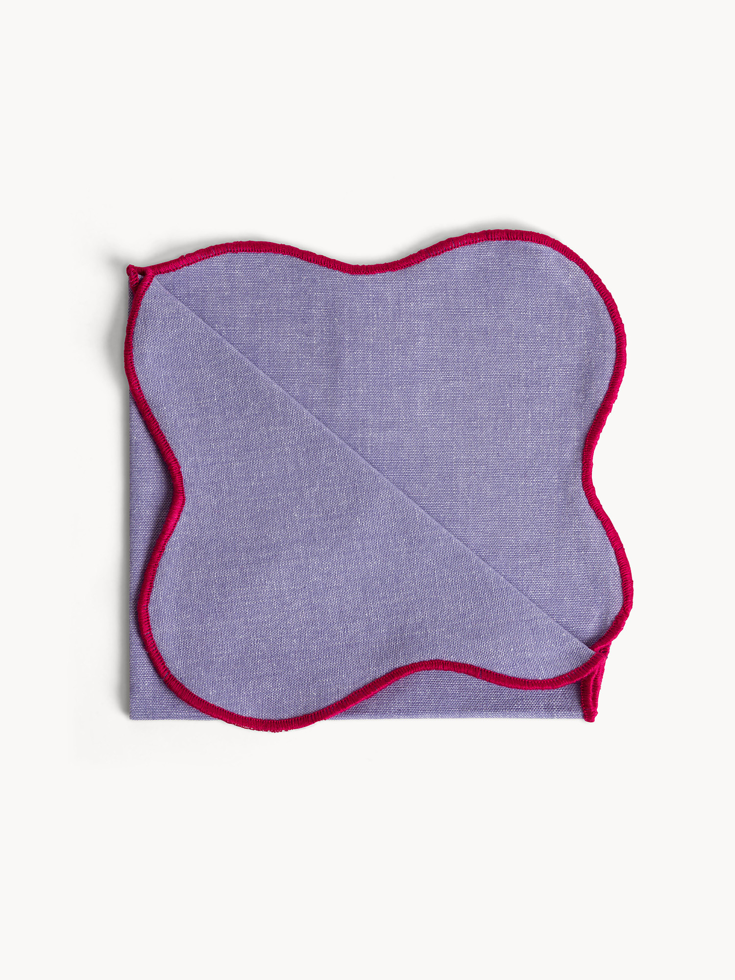 Cotton napkin with scalloped edges and overlock, Purple Lilac, large image number 0