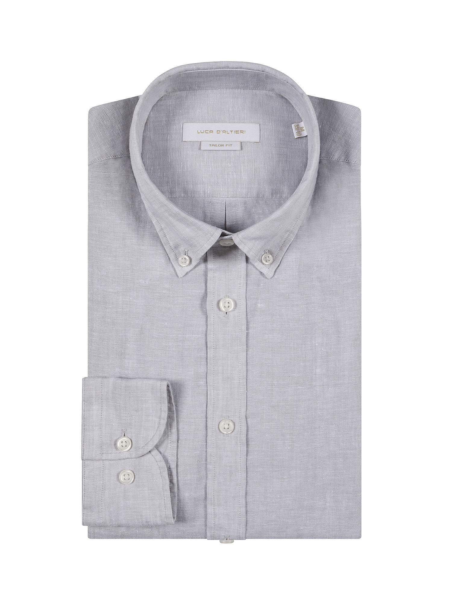 Camicia tailor fit in lino, Grigio chiaro, large image number 2