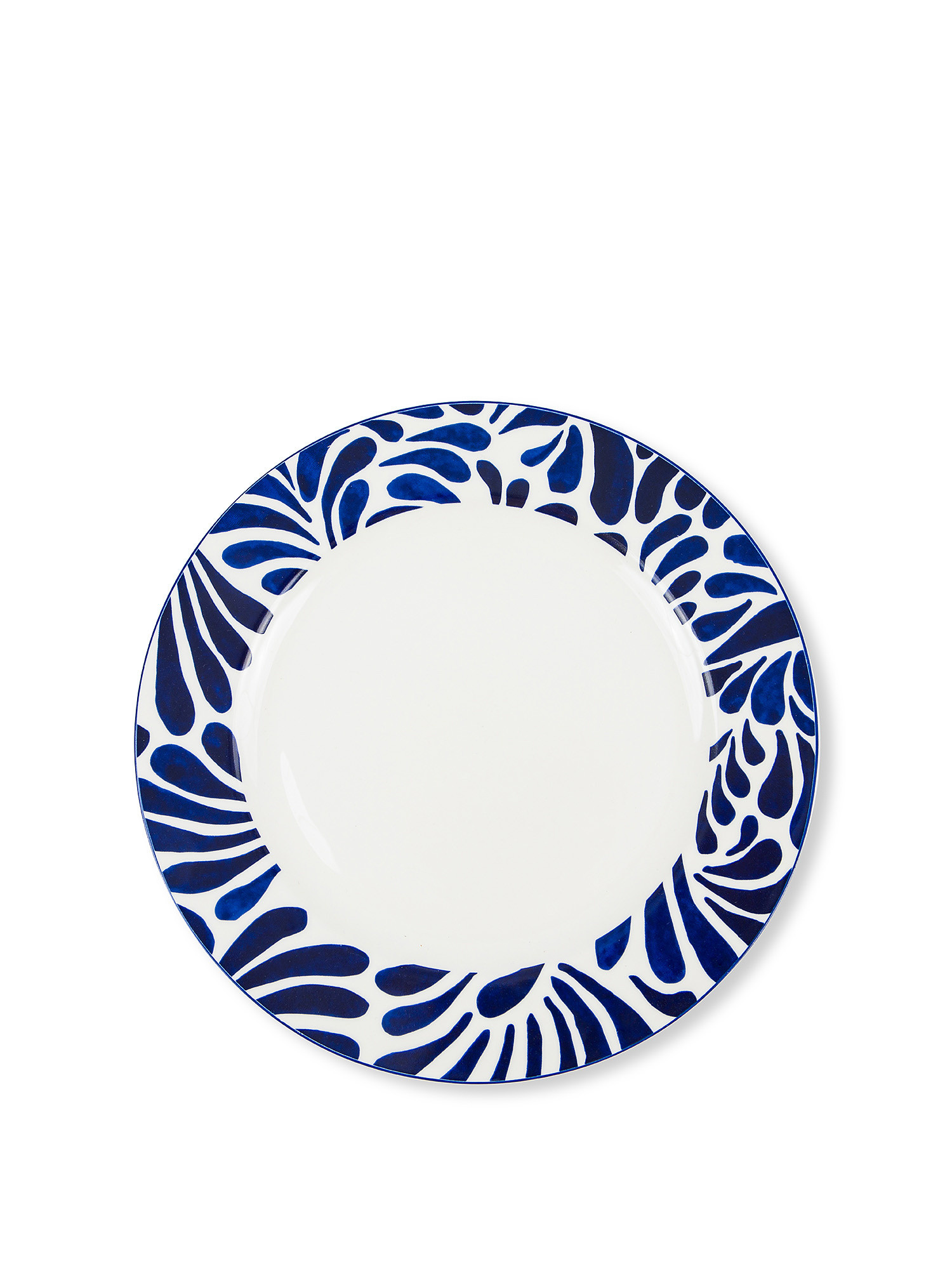 Decorated dinner plate in new bone china, Blue, large image number 0