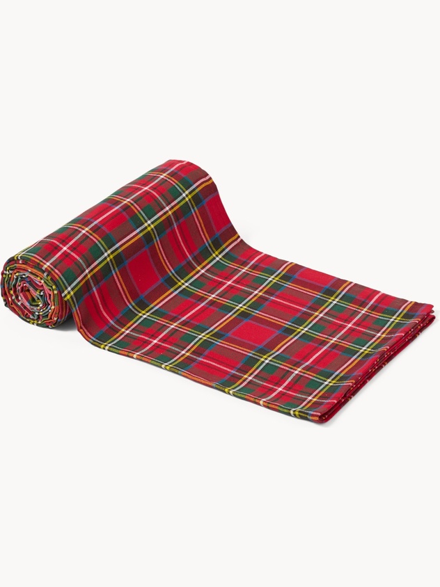 Cotton throw with tartan pattern
