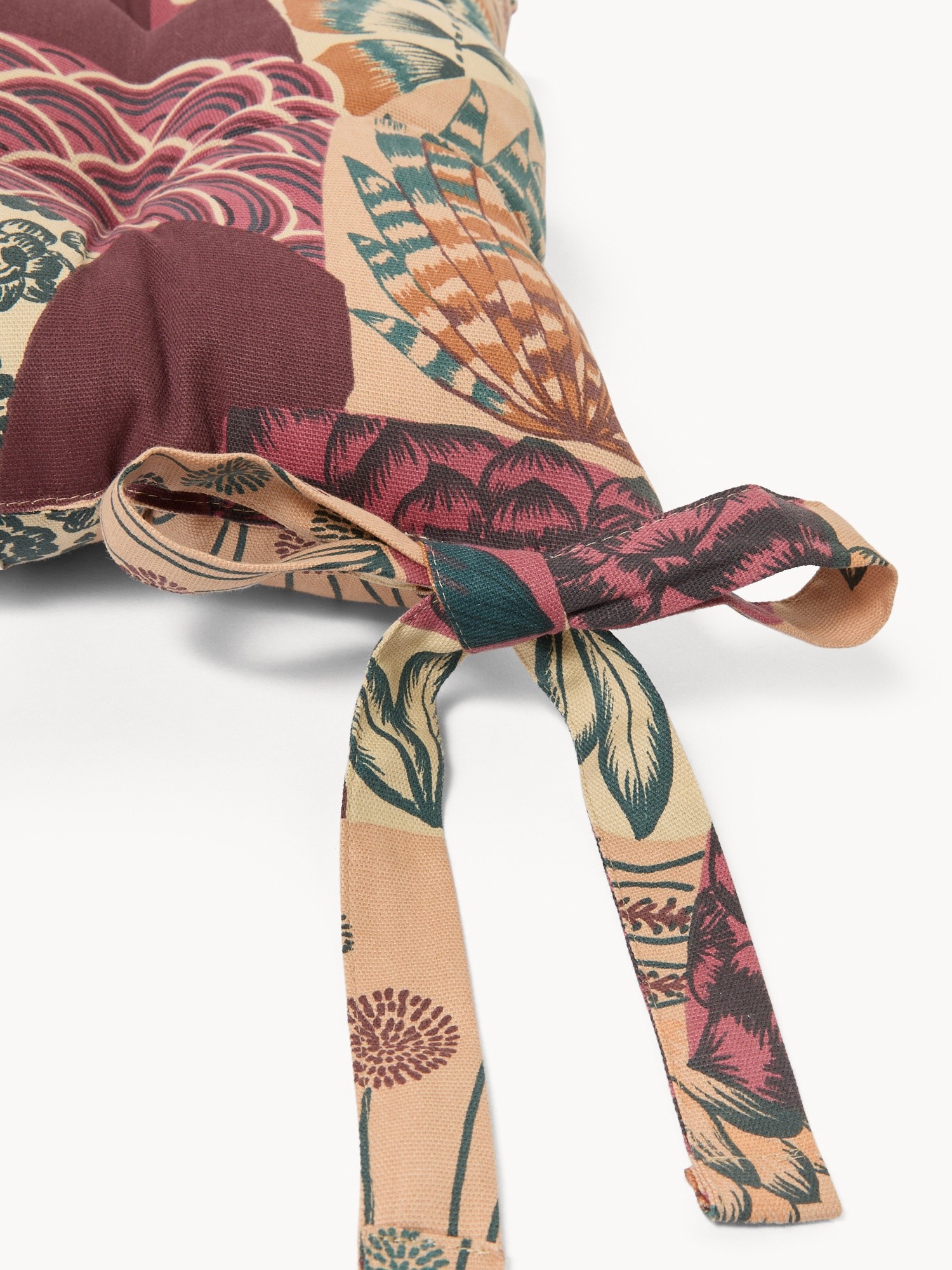 Cuscino da sedia con lacci in panama di cotone con stampa cactus - Prezzo di lancio, Multicolor, large image number 1