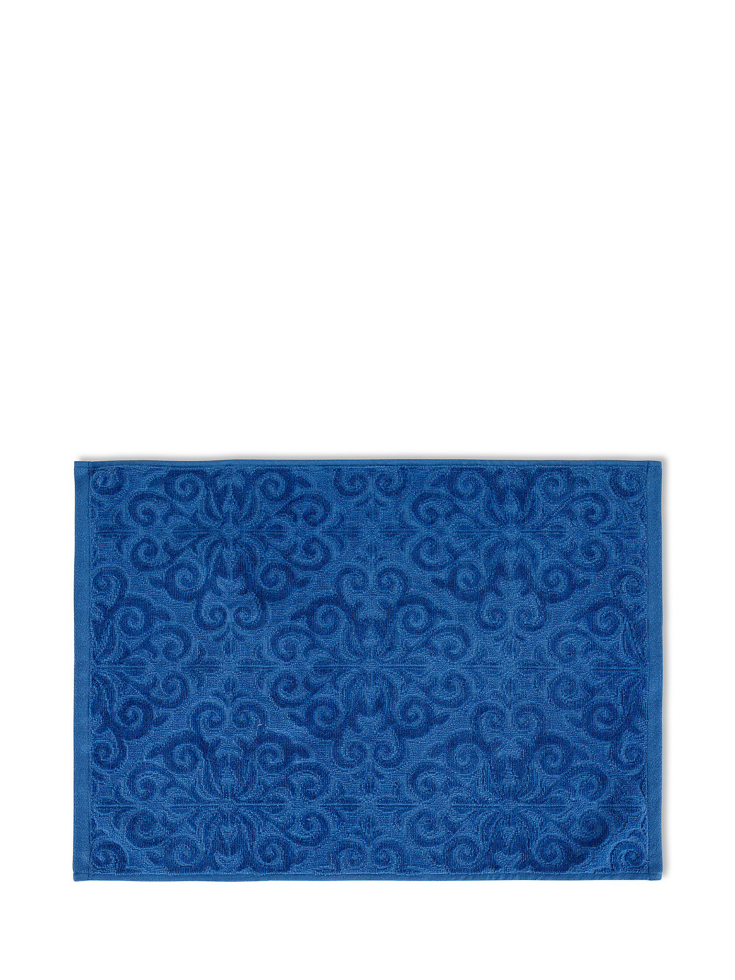 Asciugamano cotone velour motivo azulejos, Blu, large image number 1