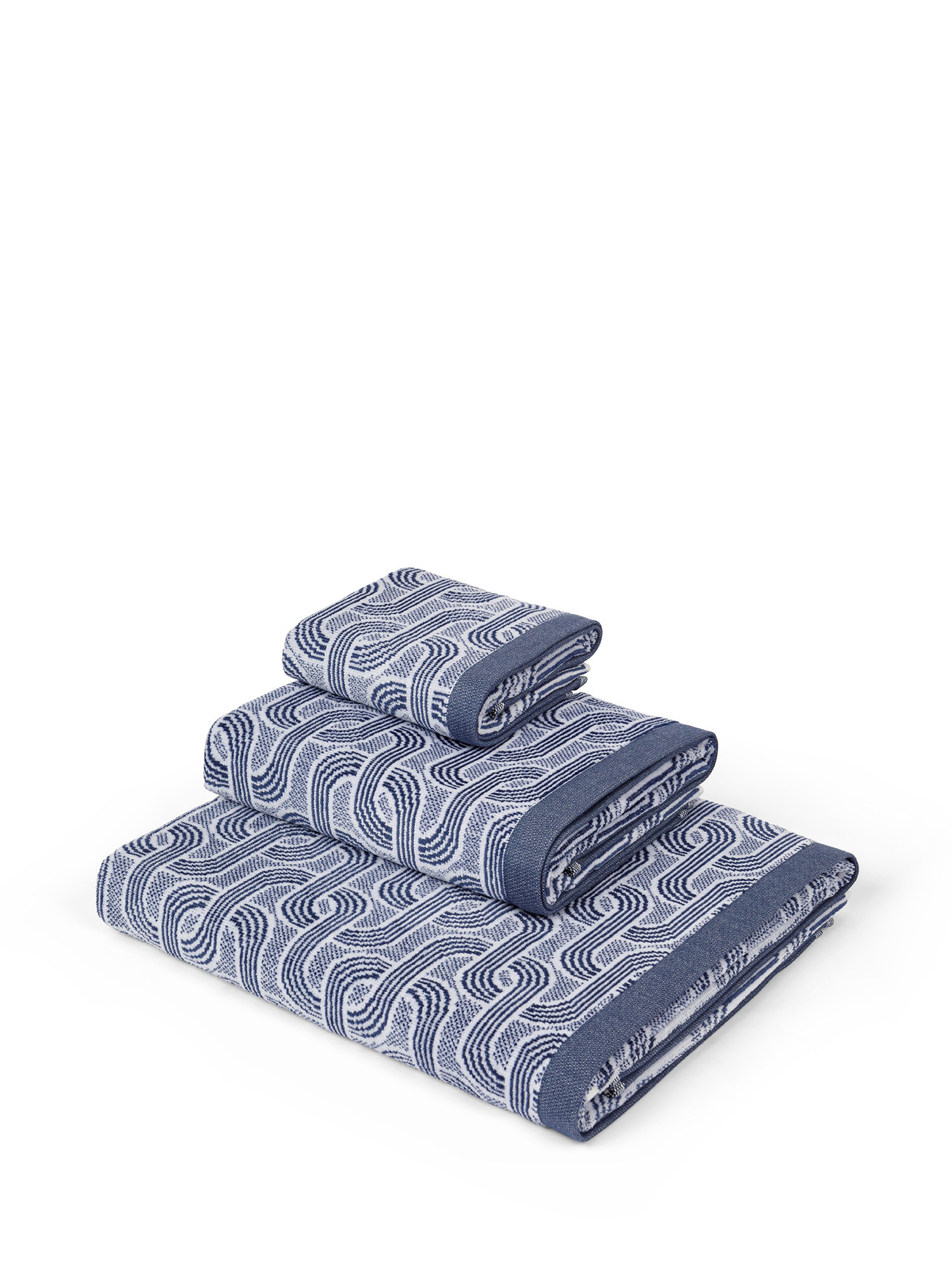 Asciugamano cotone velour motivo catene, Blu, large image number 0