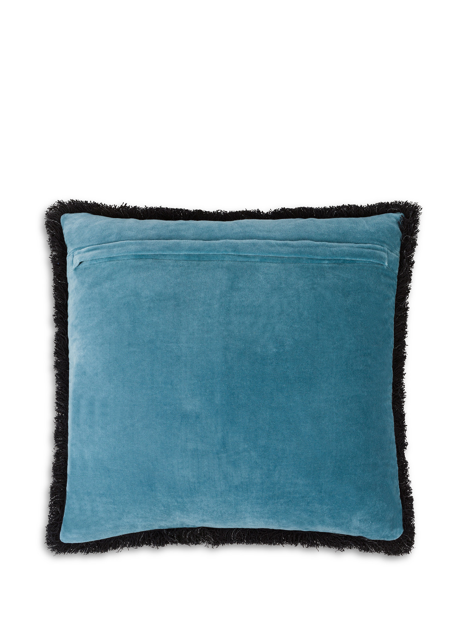 Cuscino velluto con frange 45x45cm, Blu, large image number 1