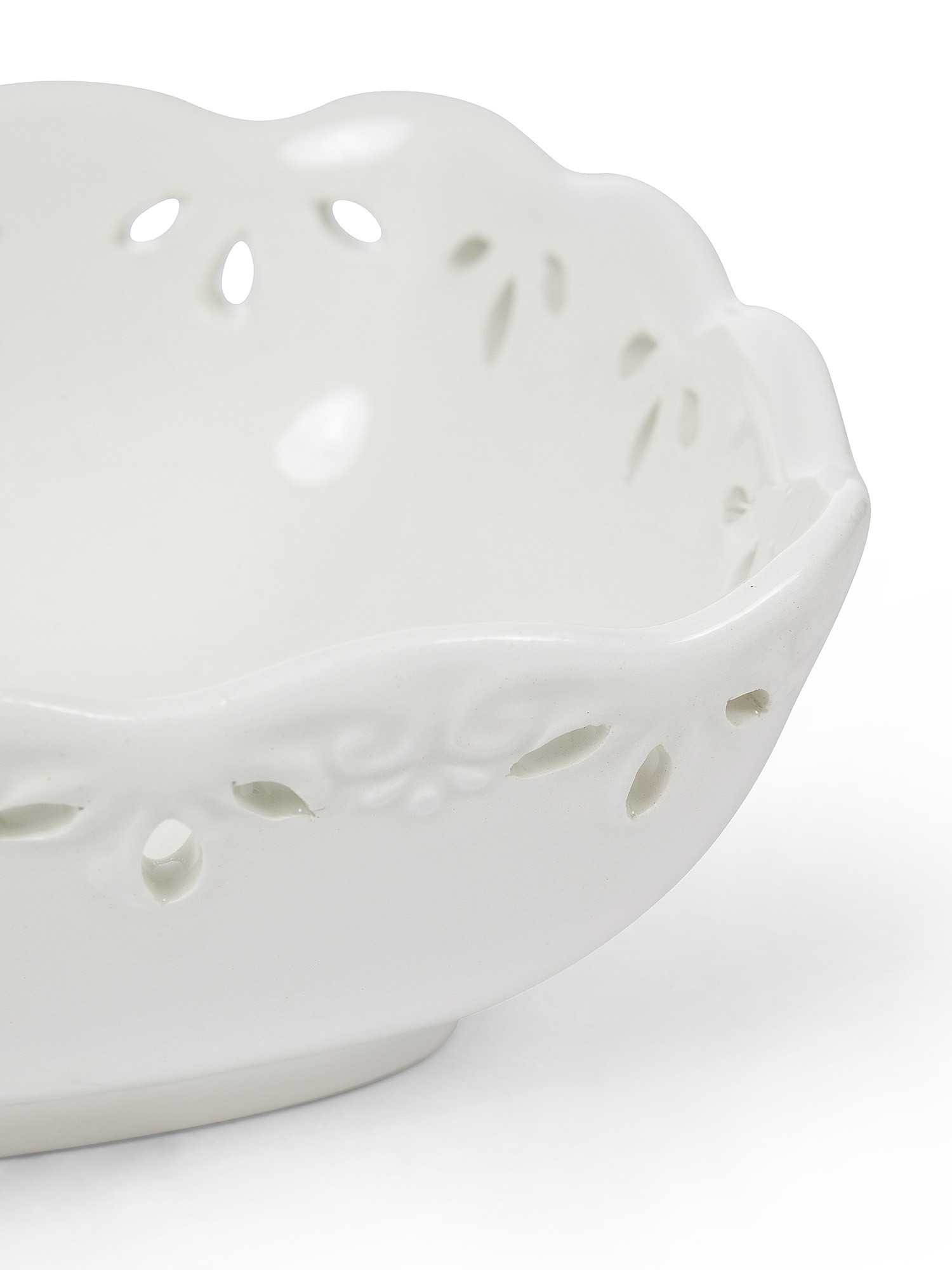 Coppetta ceramica traforata, Bianco, large image number 1