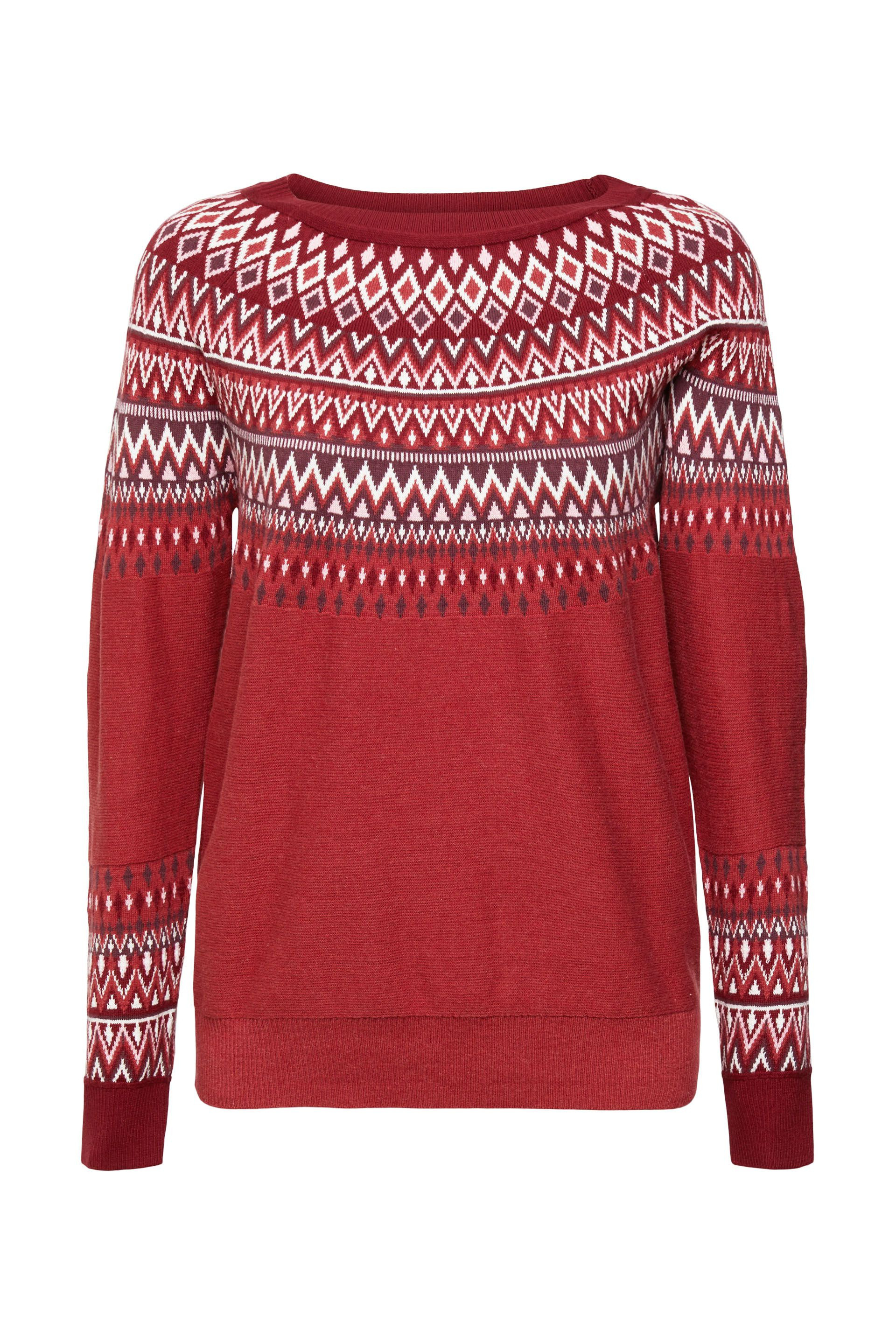 Jacquard crewneck sweater, Brick Red, large image number 0