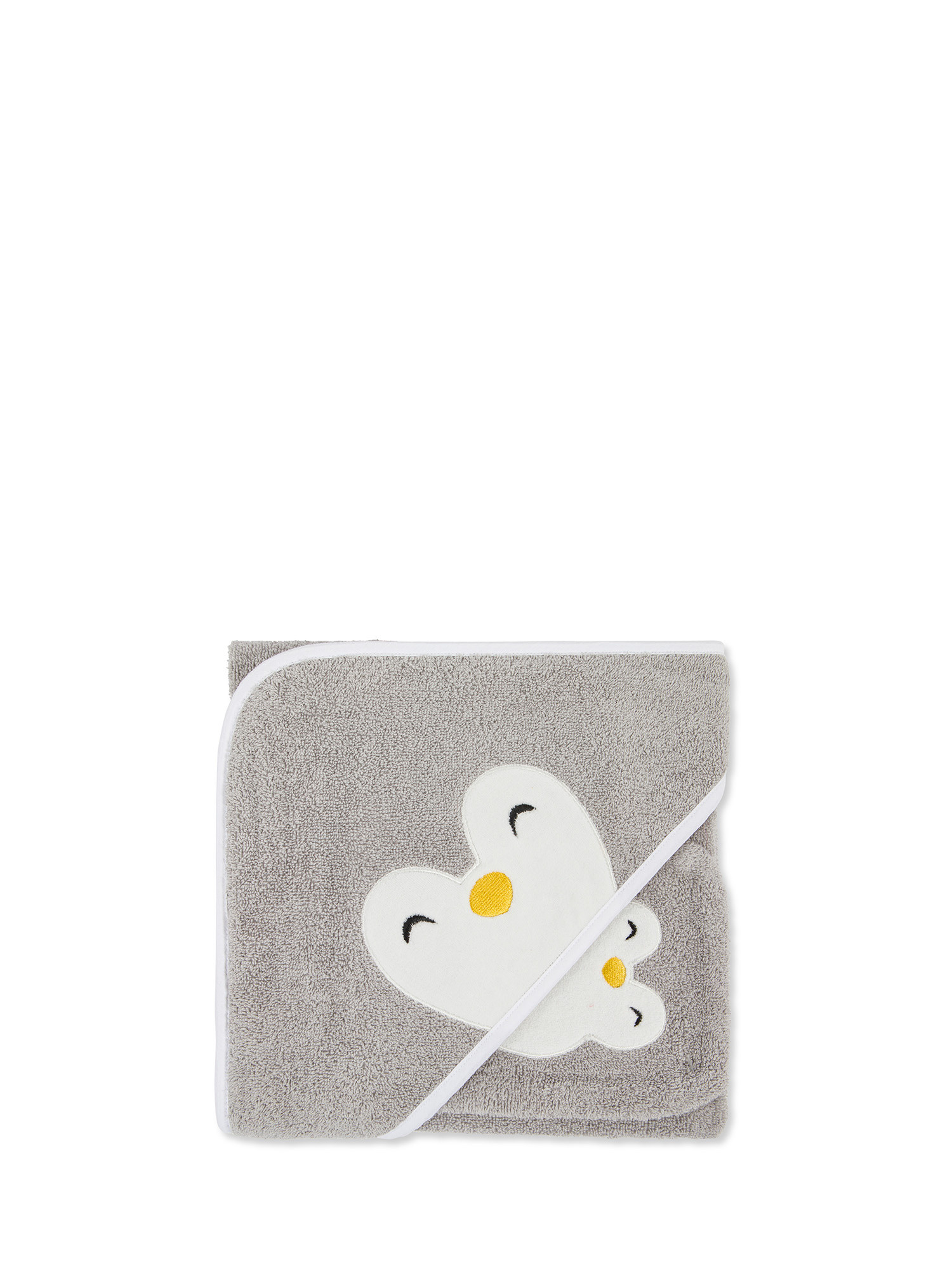 Penguin embroidery baby bath set, Grey, large image number 0