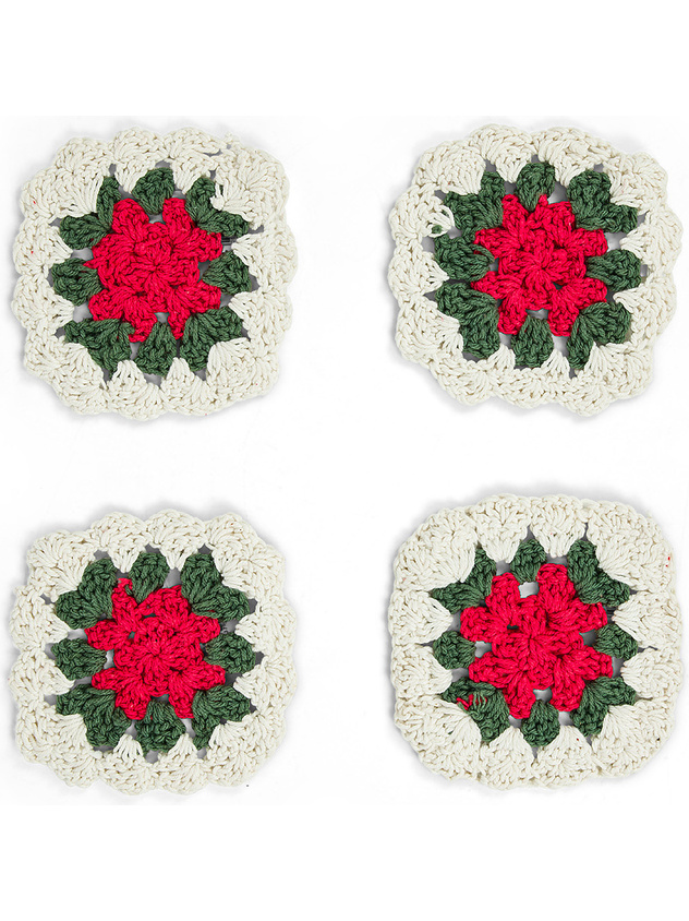 Set 4 sottobicchieri uncinetto in cotone