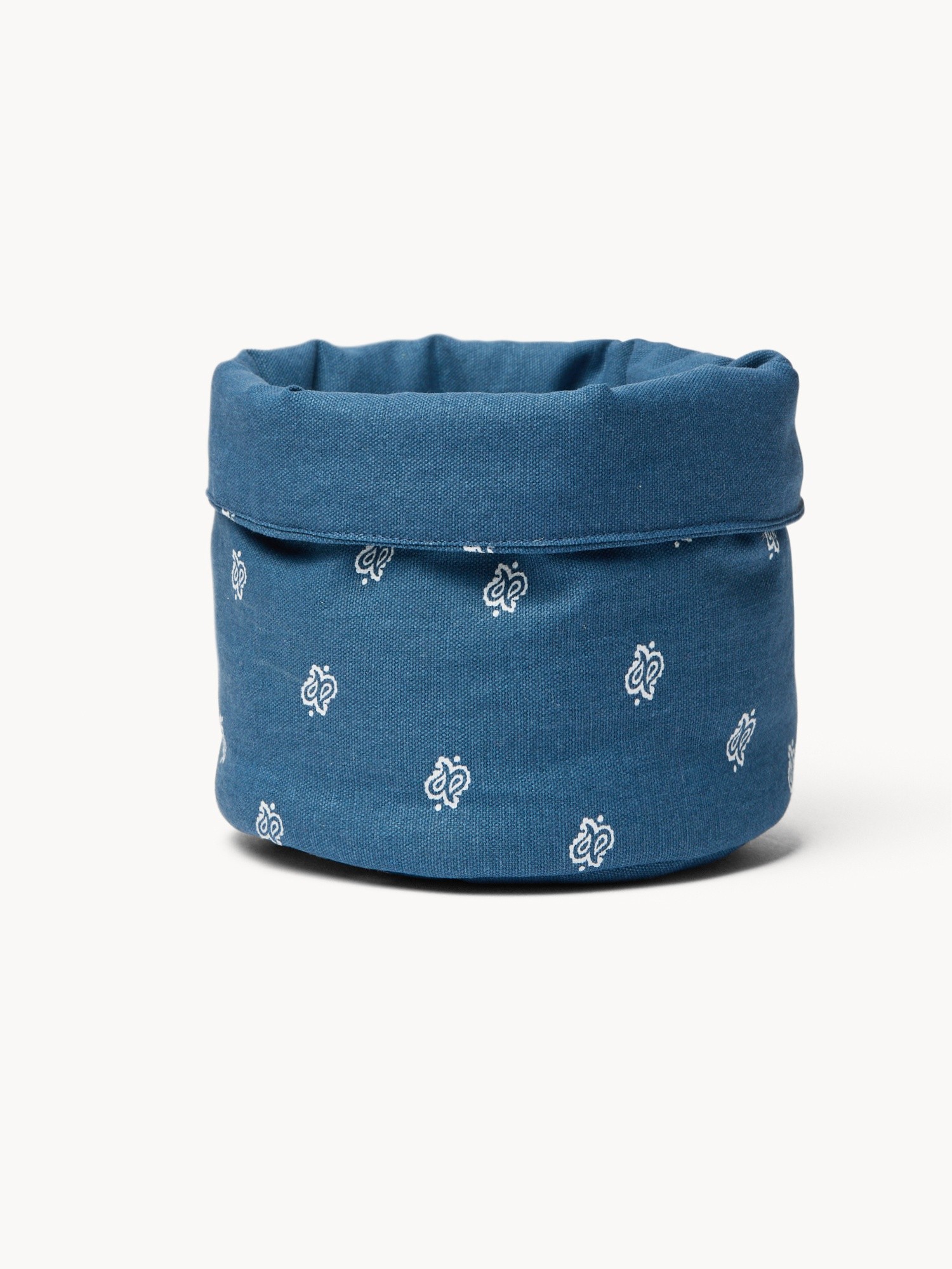 Pure cotton basket with bandana print and embroidery - Discounted Price, Blue, large image number 0