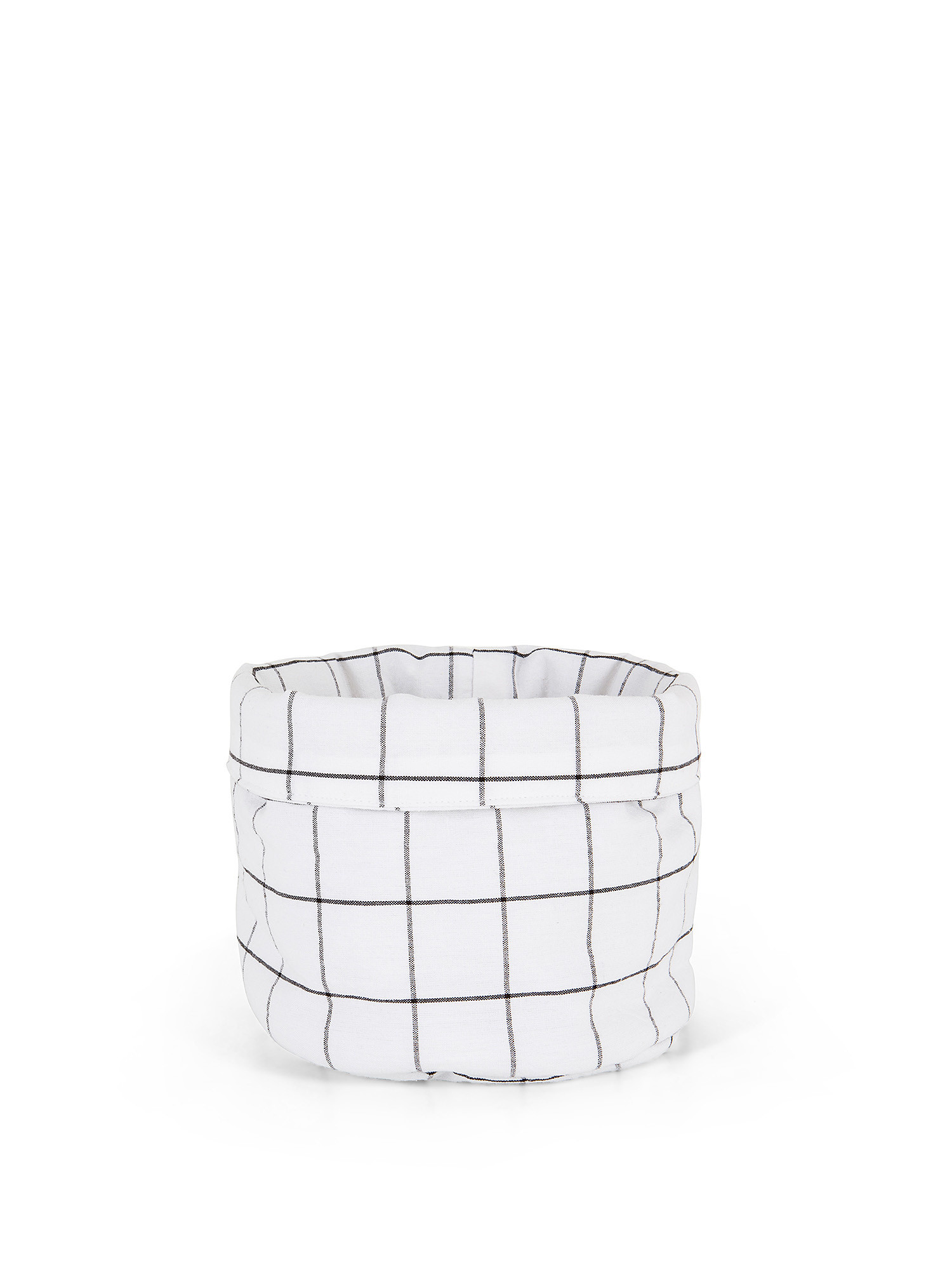Check pattern washed cotton basket, White, large image number 0