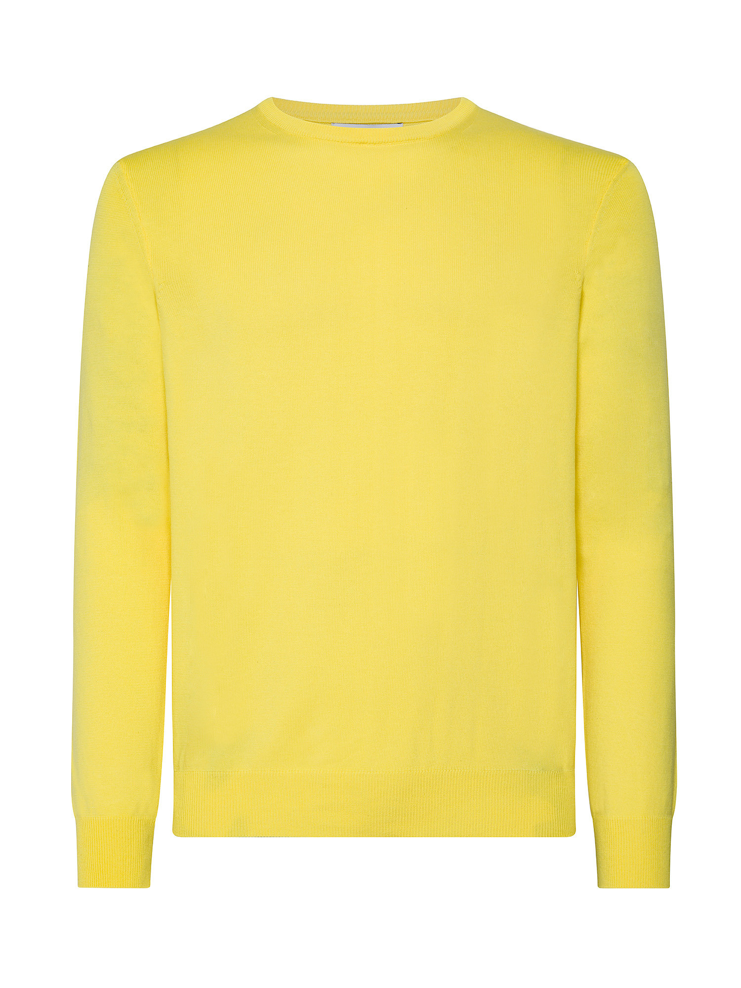 Luca D'Altieri - Crew neck sweater in extrafine pure cotton, Yellow, large image number 0