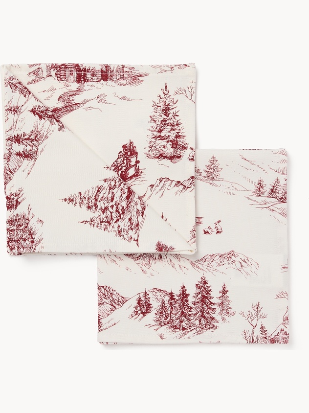 Set di 2 tovaglioli in twill di puro cotone stampa Toile de Jouy