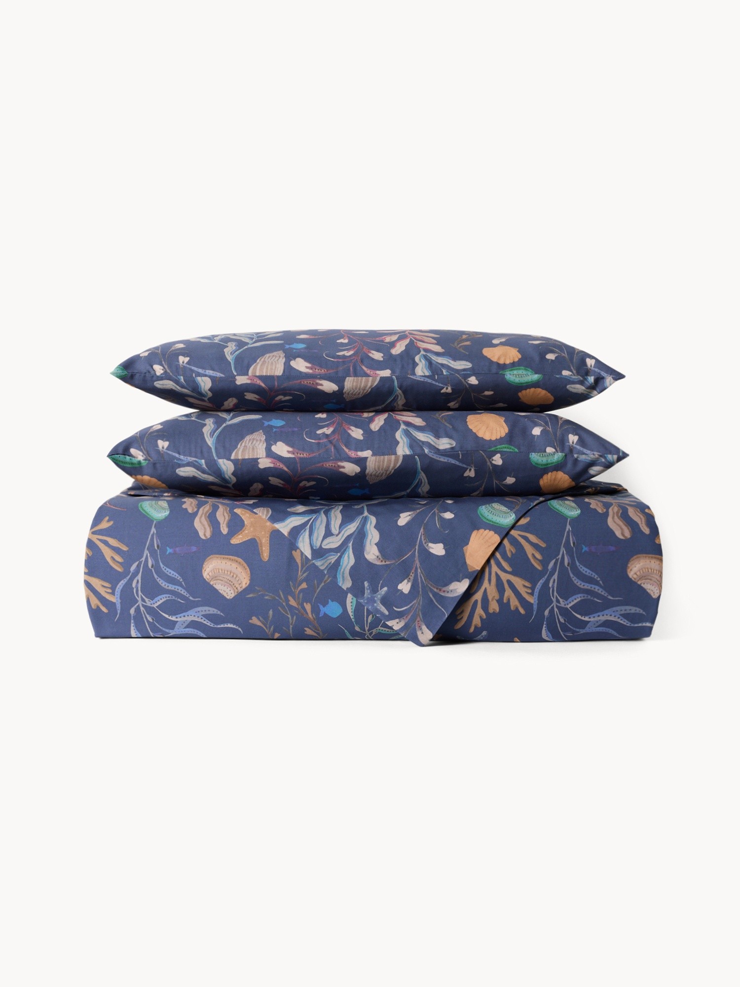 Printed Cotton Percale Duvet Cover Set - Introductory Price, Dark Blue, large image number 0