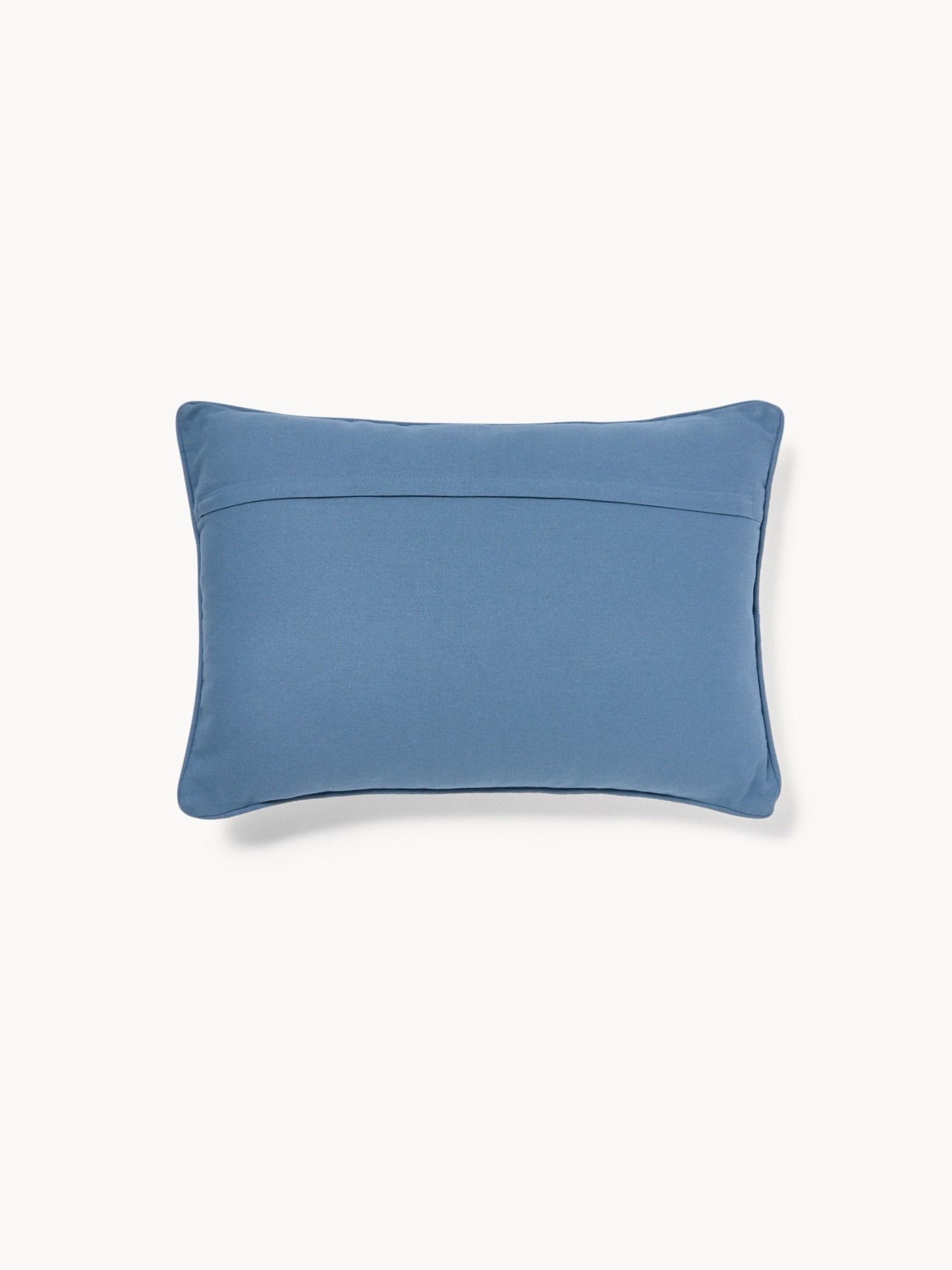 Cuscino in slub di cotone con ricamo fiorellini 35x55cm - Prezzo di lancio, Blu, large image number 1