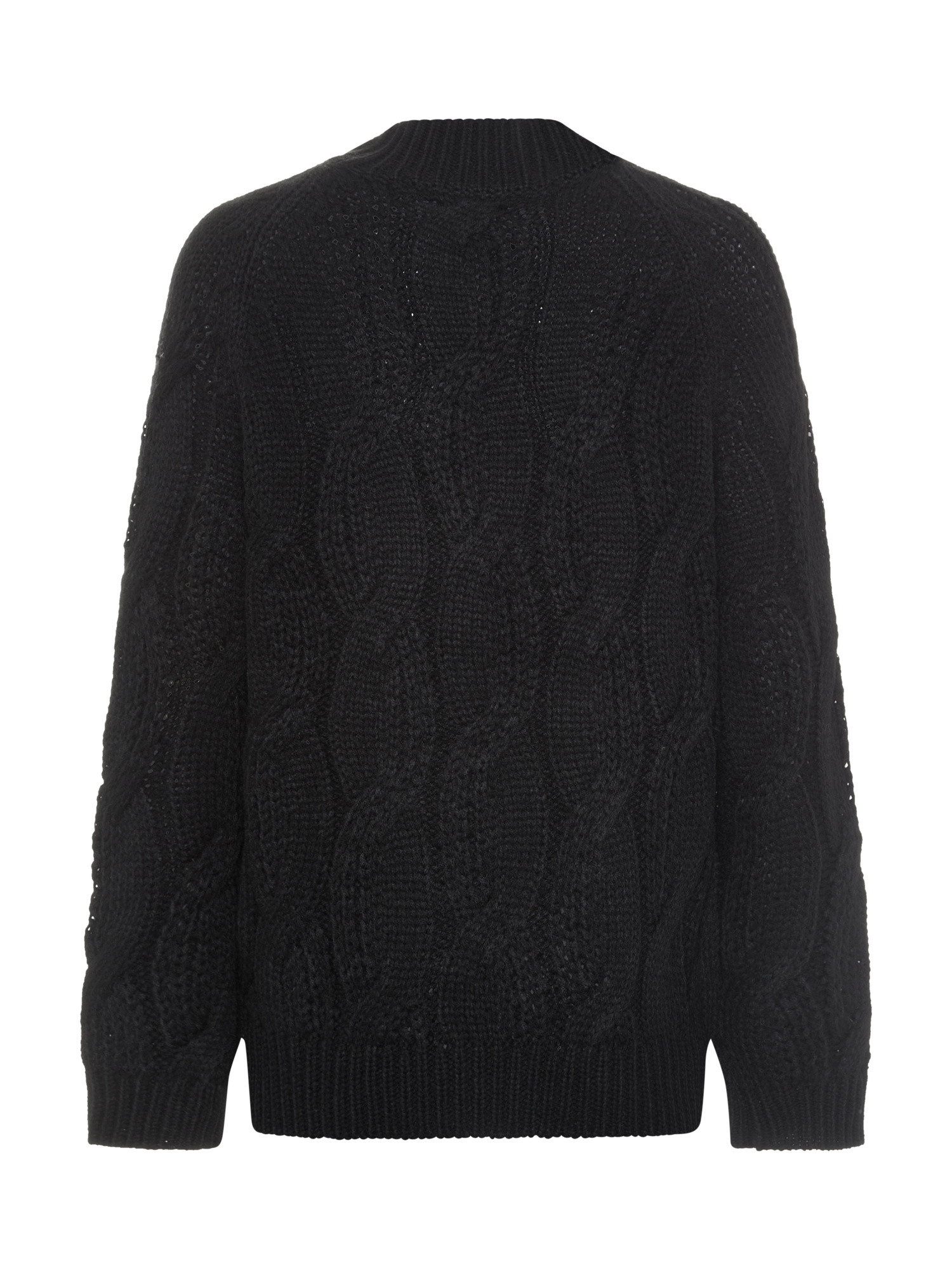 Koan - Crewneck sweater with braid motif, Black, large image number 1