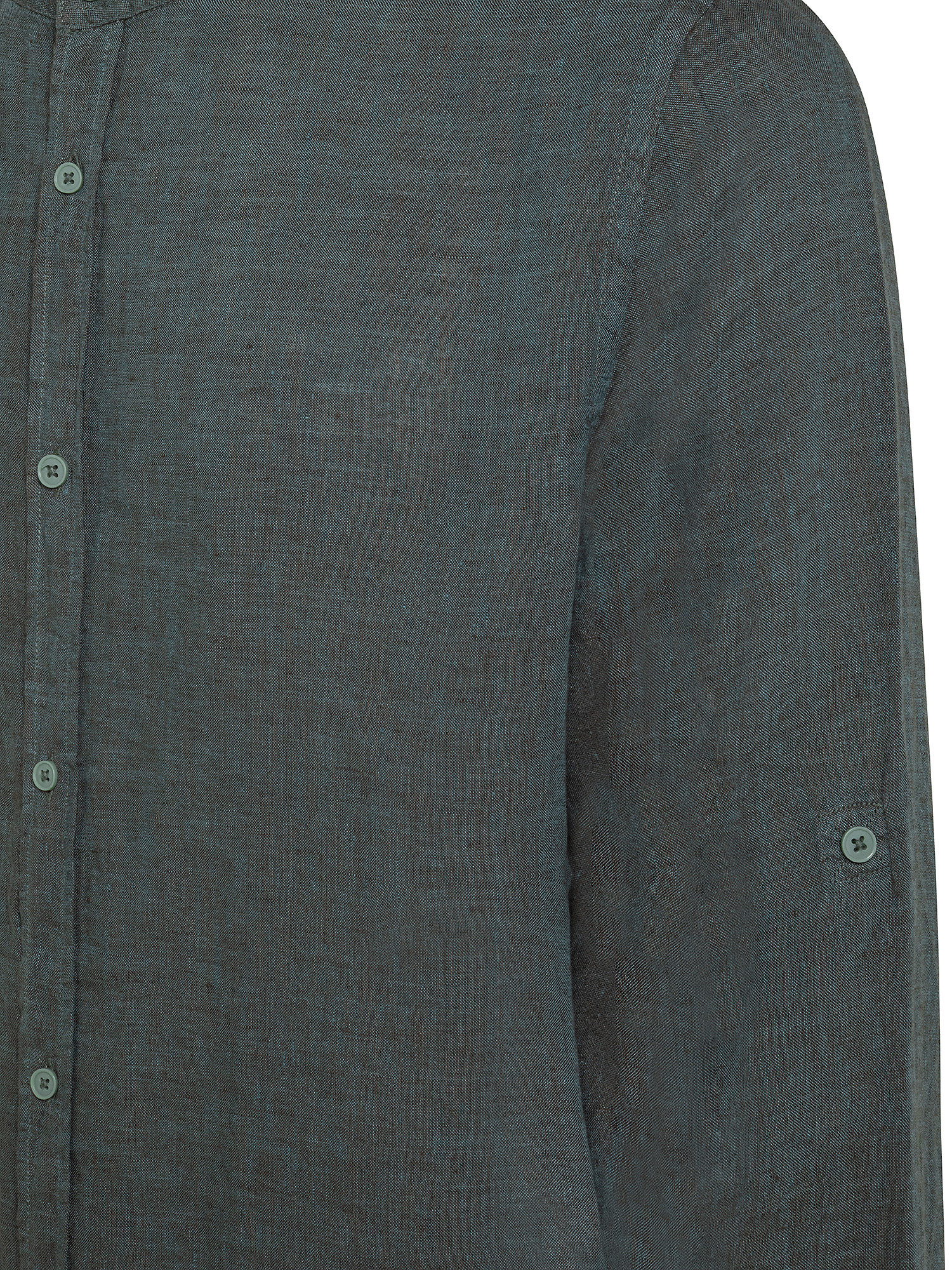 Camicia puro lino collo coreana, Verde, large