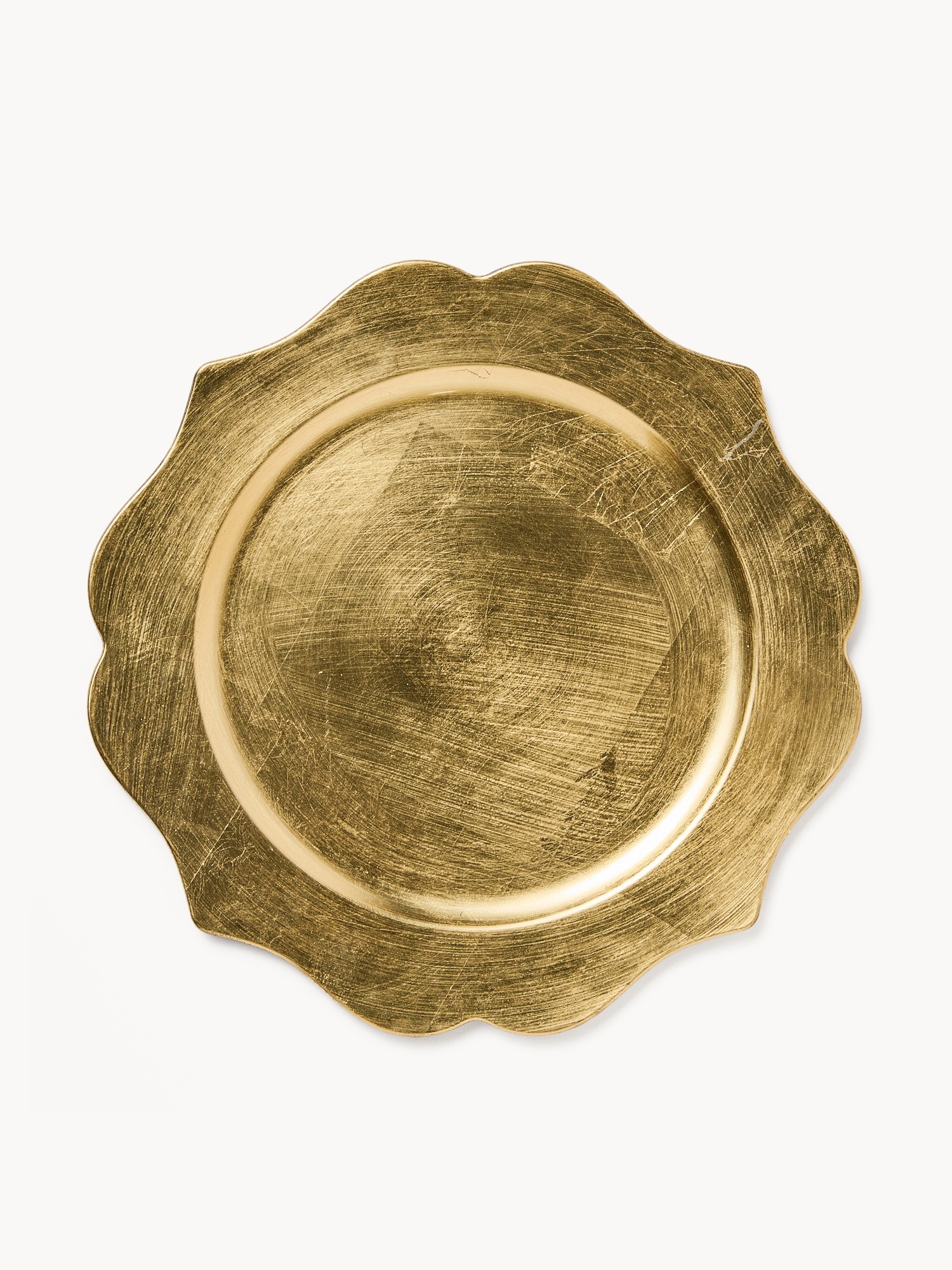 Round charger plate with a wavy edge, Gold, large image number 0