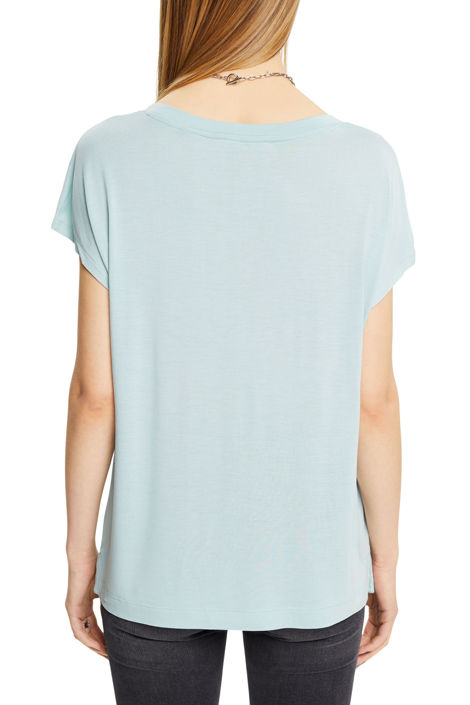 Esprit - T-shirt with sequin lettering, Light Blue, large image number 2