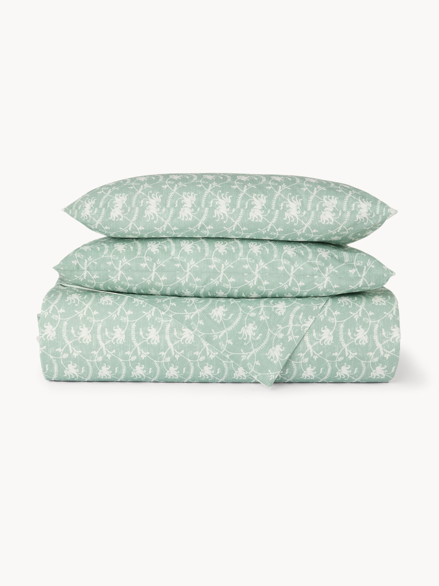 Parure copripiumino in puro cotone fantasia floreale - Prezzo di lancio, Verde, large image number 0