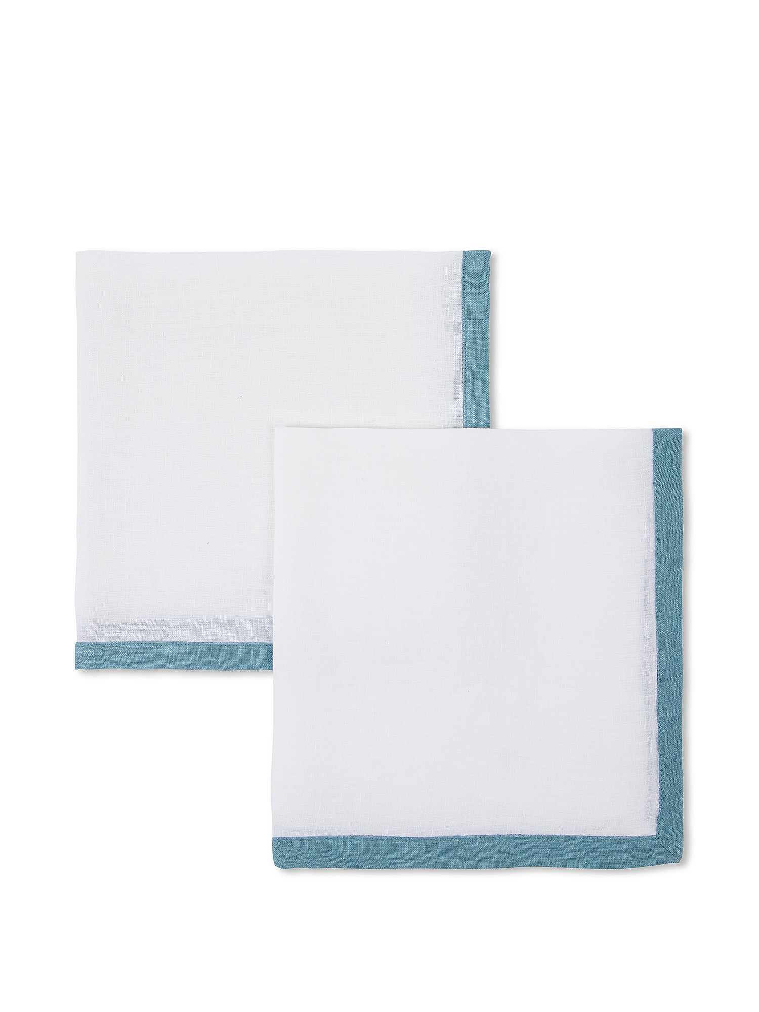 Set of 2 pure washed linen napkins with contrasting edge, Light Blue, large image number 0