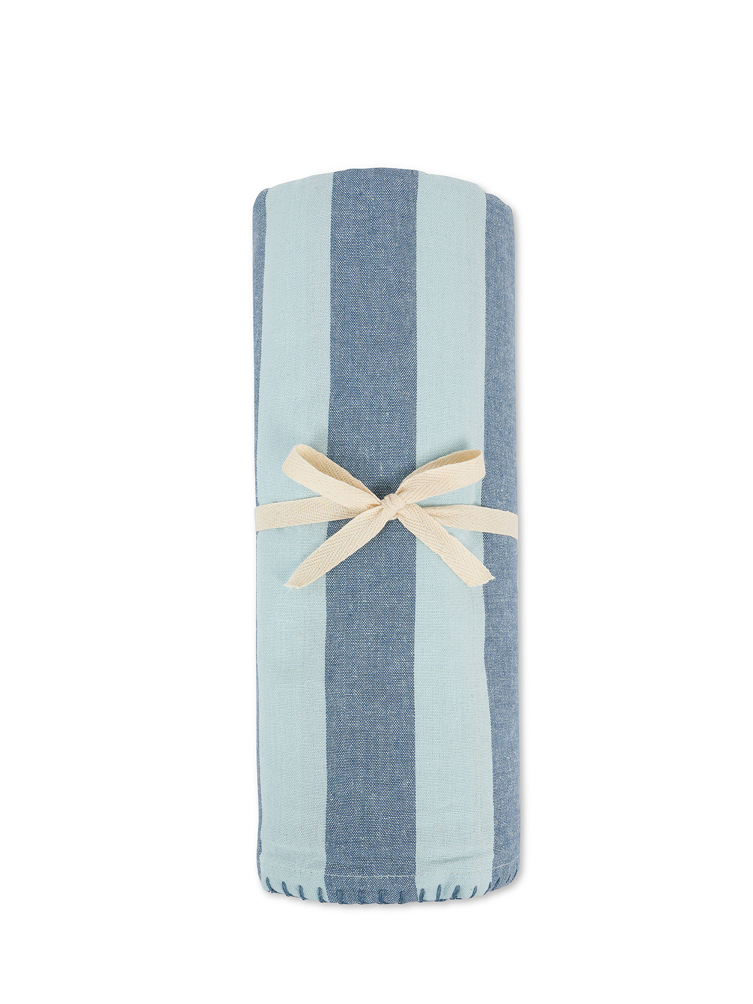 Striped cotton furnishing cloth, Light Blue, large image number 1