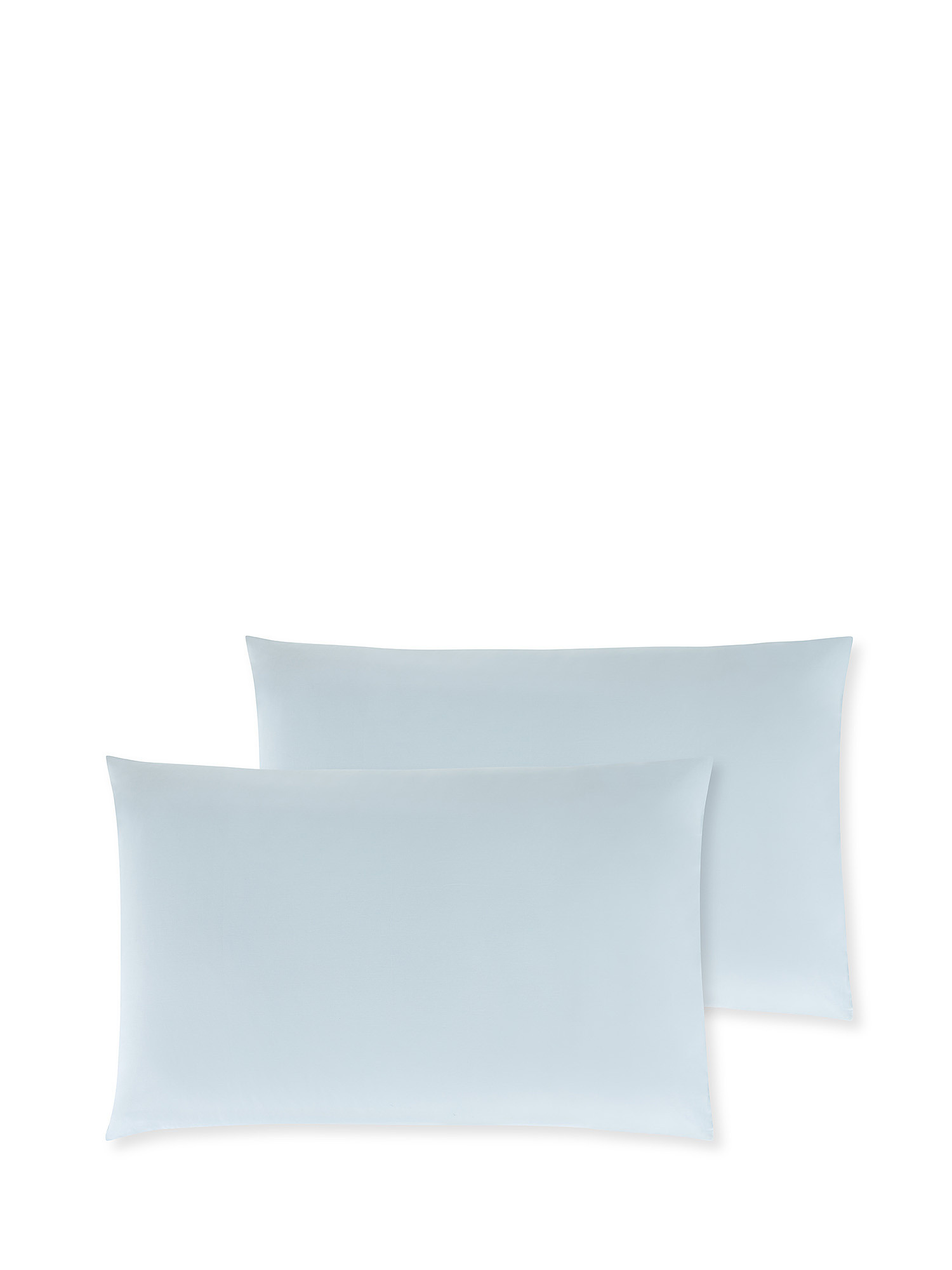 Set of 2 solid color percale cotton pillowcases., Light Blue, large image number 0