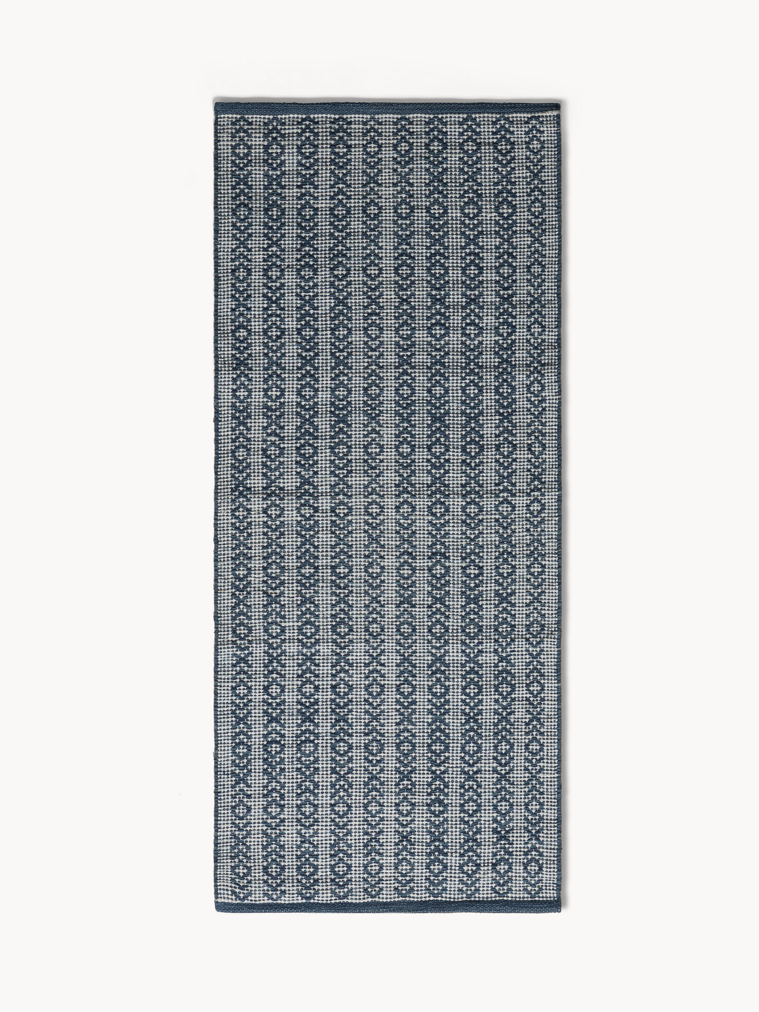 Tappeto da cucina geometrico in cotone, Blu, large image number 0