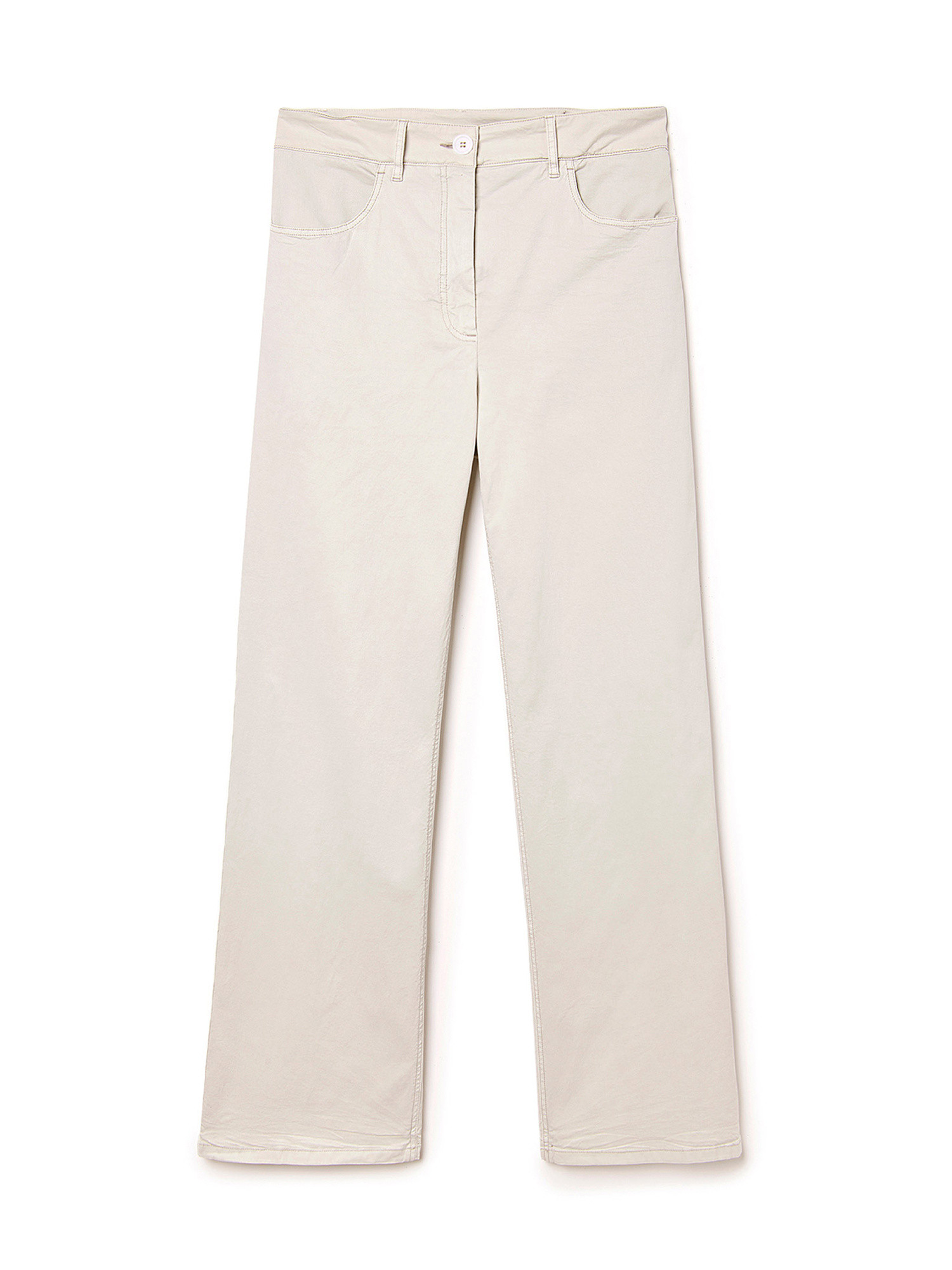Olivina trousers in garment-dyed cotton twill and stretch lyocell, White, large image number 0