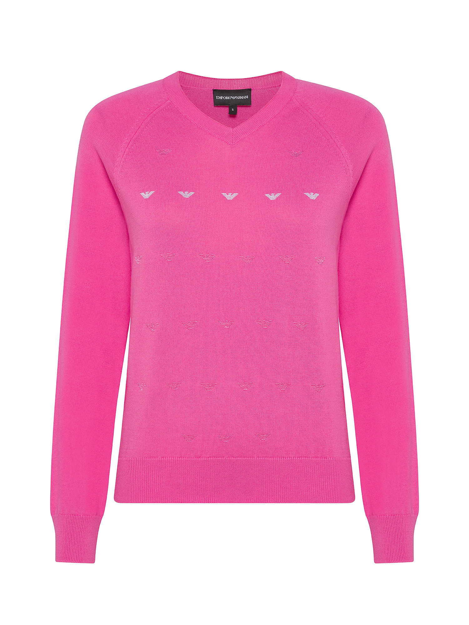 Emporio Armani - Cotton sweater with eagle logo, Pink Fuchsia, large image number 0